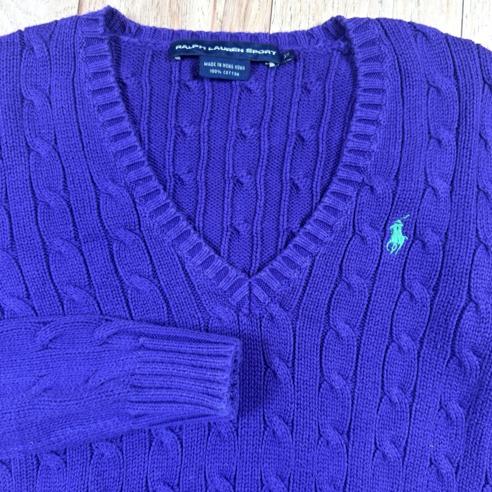 Ralph Lauren VINTAGE Ralph Lauren Polo Sport Cable Knit Sweater Women’s XS Purple V-Neck Sweater Womens XS Purple Cable Knit Sports Pullover Size XS / US 0-2 / IT 36-38 - 3 Thumbnail