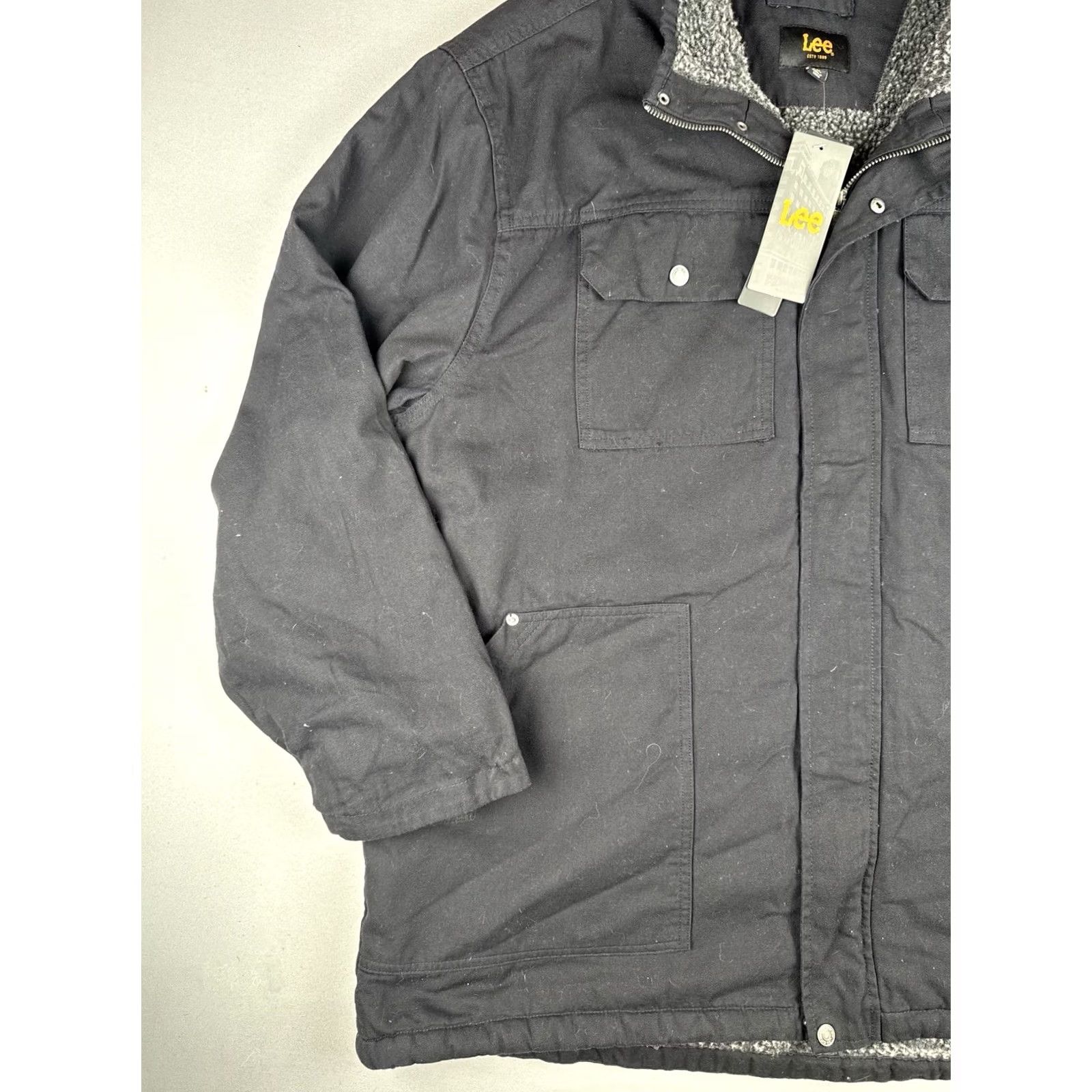 Lee Lee XXL Black Canvas Sherpa Lined Work Jacket Chore Coat NWT Mens Size US XXL / EU 58 / 5 - 3 Thumbnail