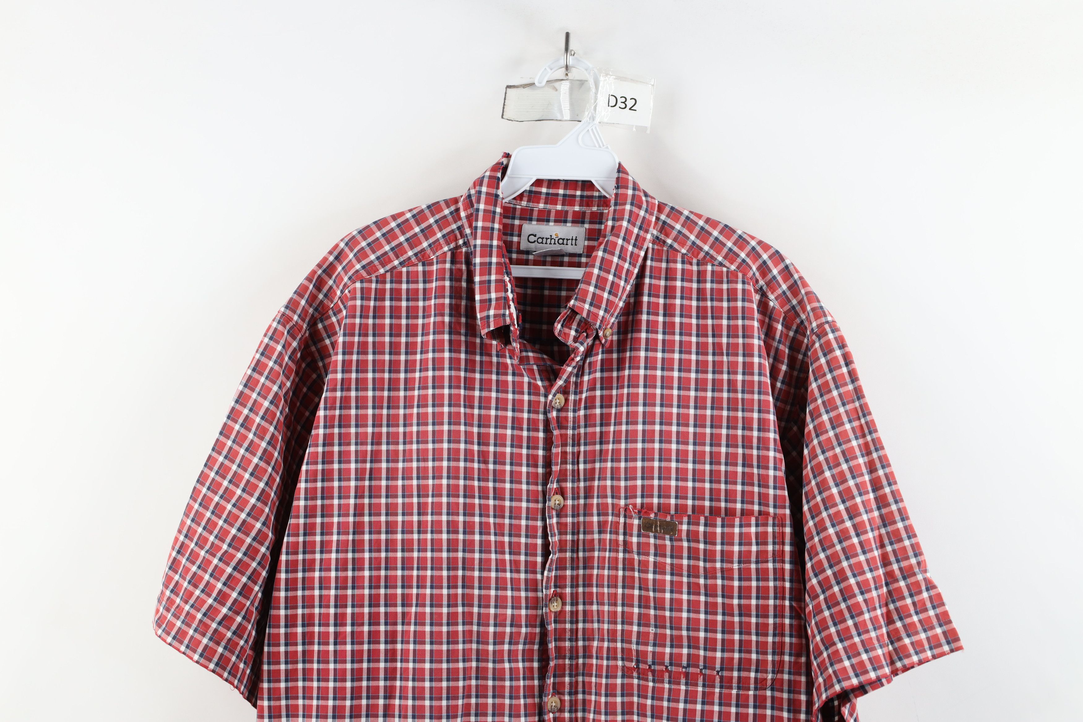 Carhartt × Vintage Vintage Carhartt Spell Out Short Sleeve Button Down Shirt Size US L / EU 52-54 / 3 - 2 Thumbnail