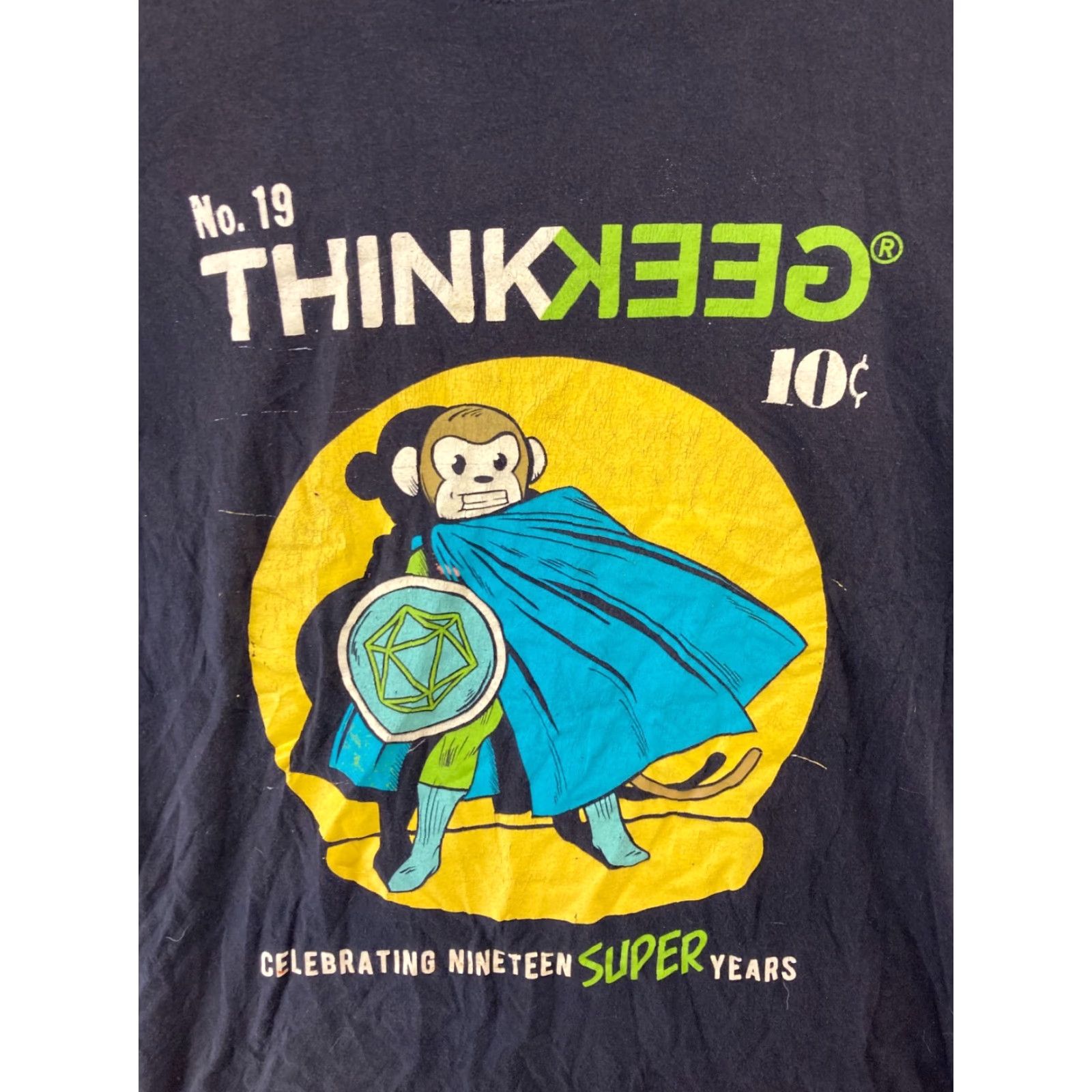 Vintage ThinkGeek Mens TShirt Small Black Super Monkey Shirt Adults S Black Graphic Print Crew Neck Nike? Wait no. Size US S / EU 44-46 / 1 - 4 Thumbnail