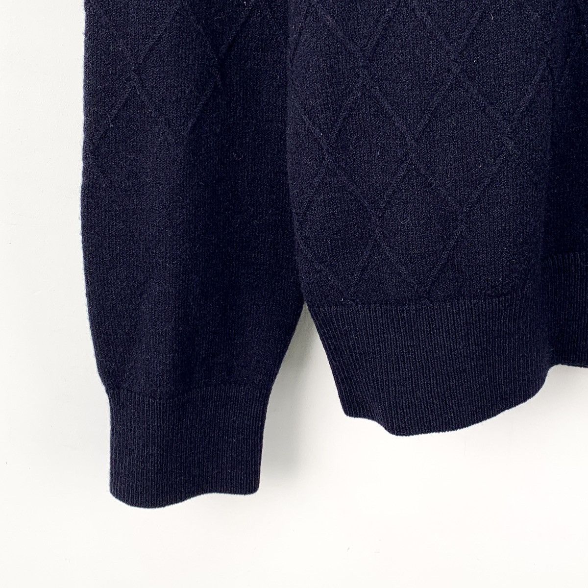 Versace Versace Navy Argyle Wool Long Sleeve Knit Sweater K26WX Size US M / EU 48-50 / 2 - 4 Thumbnail