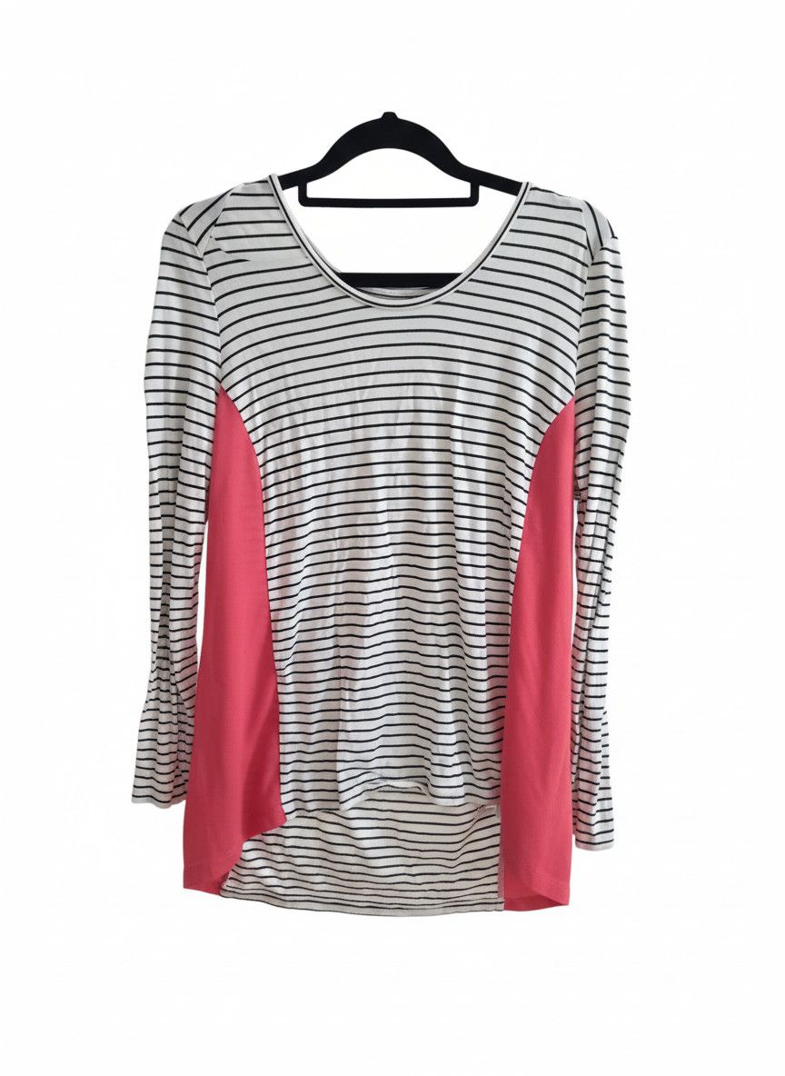 Other WITCHERY Women's S Striped & Coral Color Block Long Sleeve Knit Top Sweater Size S / US 4 / IT 40 - 1 Thumbnail