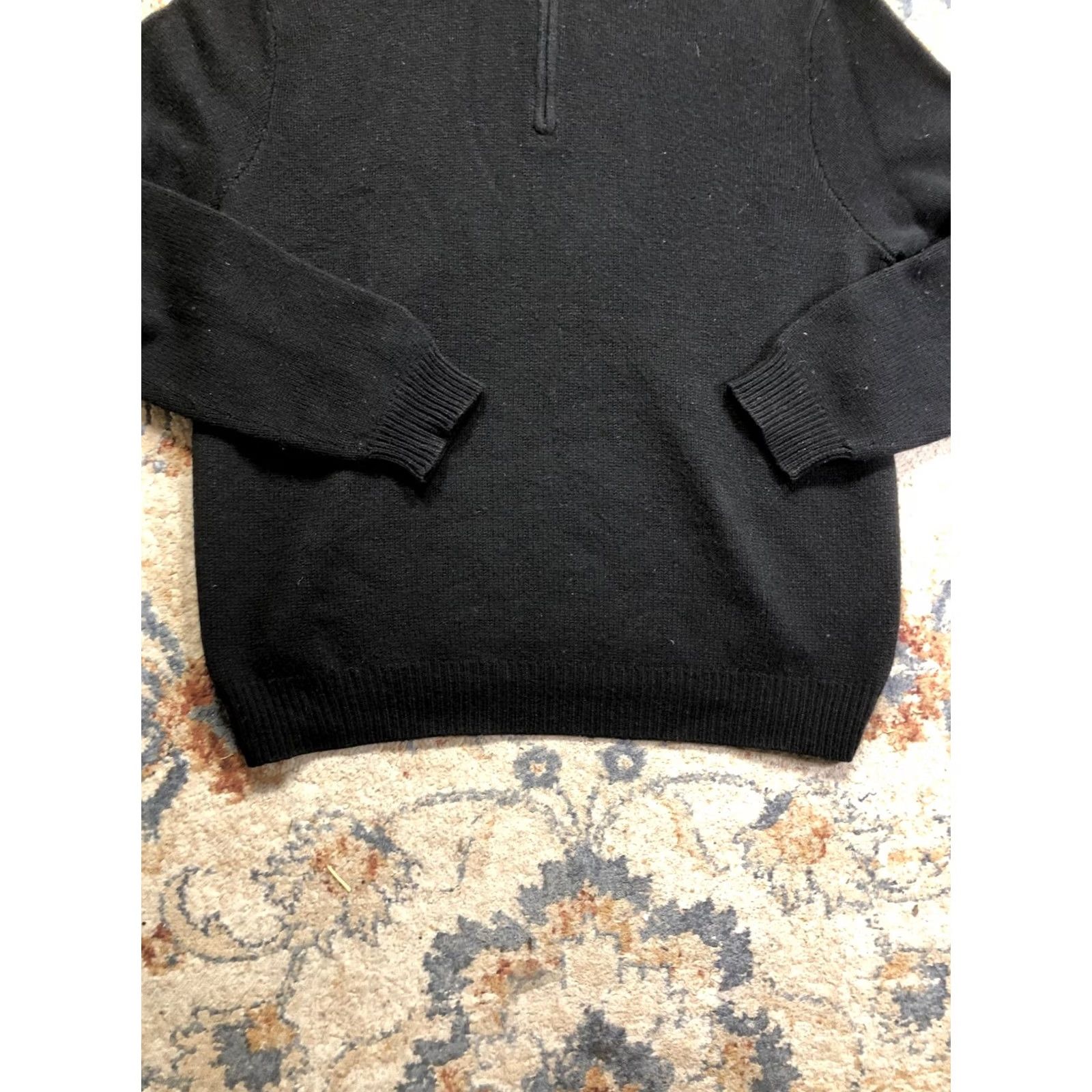 Polo Ralph Lauren Polo by Ralph Lauren Sweater Mens XL Black Lambswool Knit Quarter Zip Mock Neck Pullover Size US XL / EU 56 / 4 - 5 Thumbnail