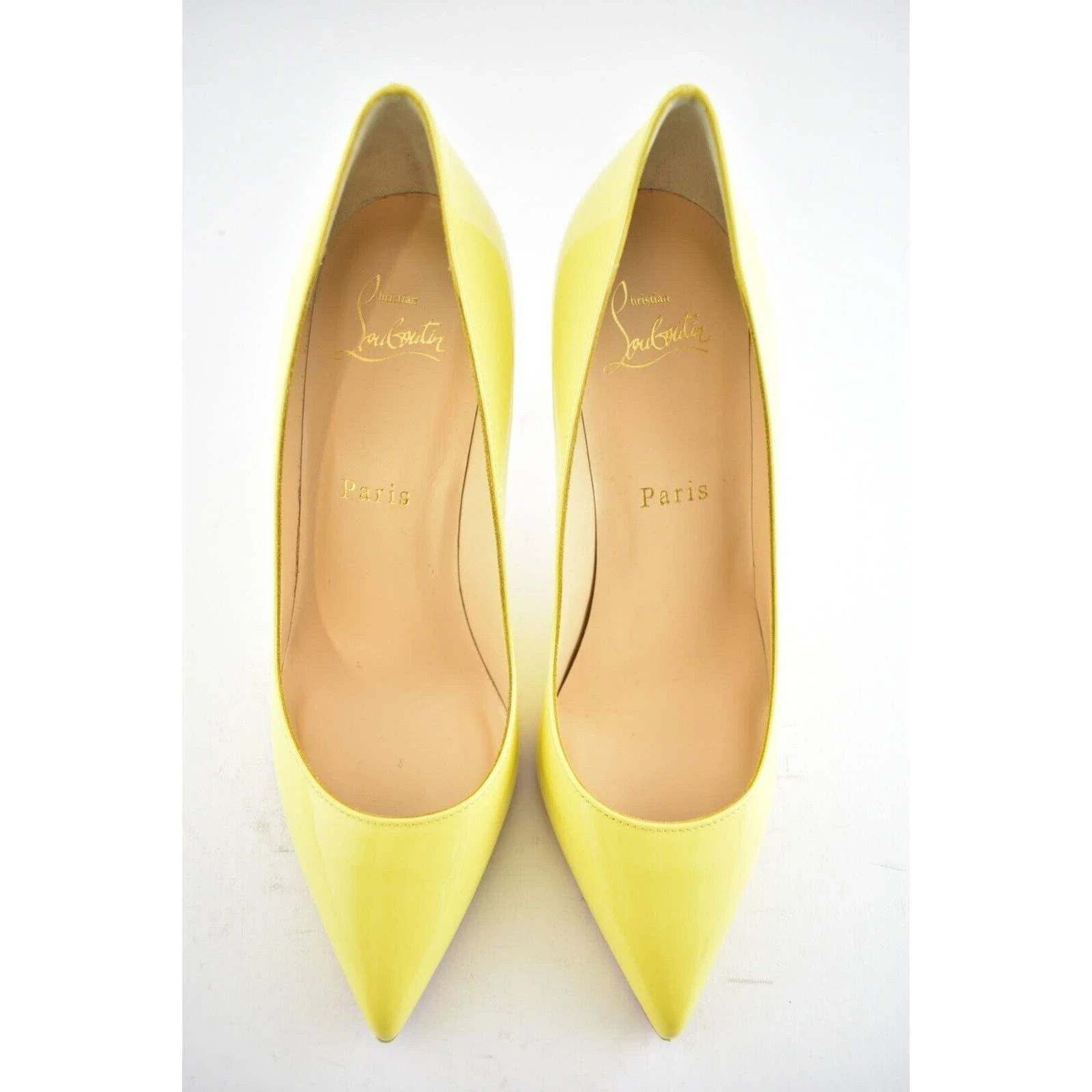 Christian Louboutin Pigalle Follies 85 Citronnade Yellow Patent Heel Pump 37 Size US 7 / IT 37 - 7 Thumbnail