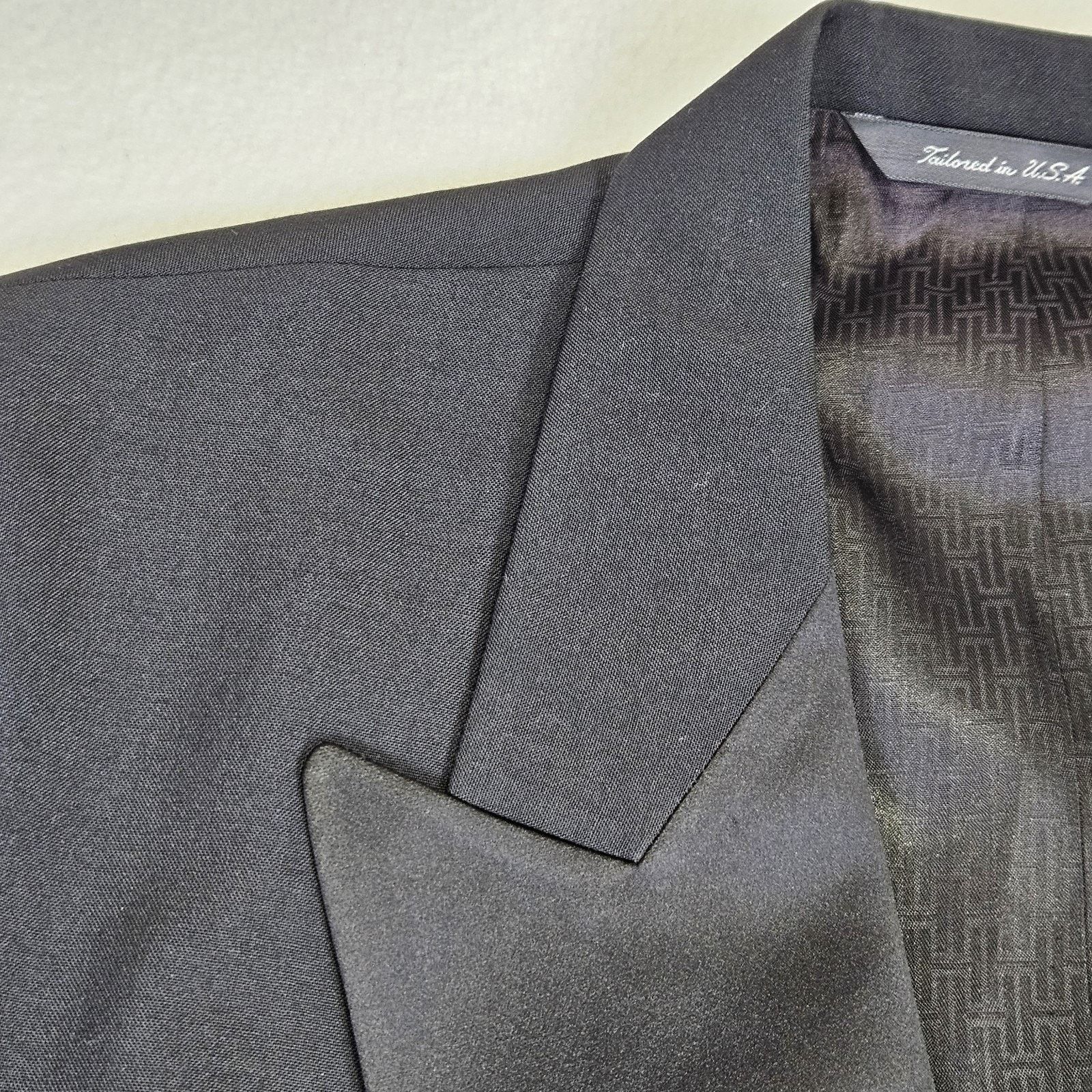 Halston Halston Tuxedo Jacket Wedding Peak Lapel Double Breasted Size 40R - 5 Thumbnail