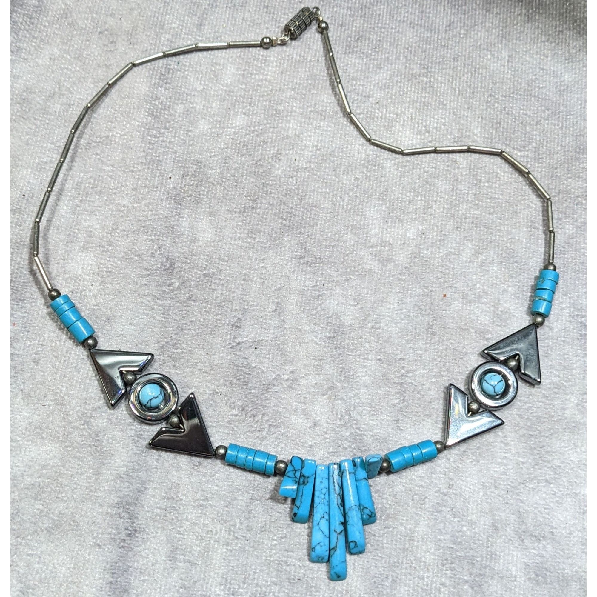 Other Vintage Southwestern Hematite Liquid Silver And Faux Turquoi Size ONE SIZE - 5 Thumbnail
