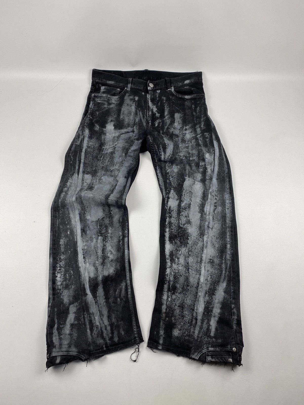 image of Archival Clothing x Vintage Jeans Dirty Pants Patchwork Crash Denim Thrashed Distressed in Black (S