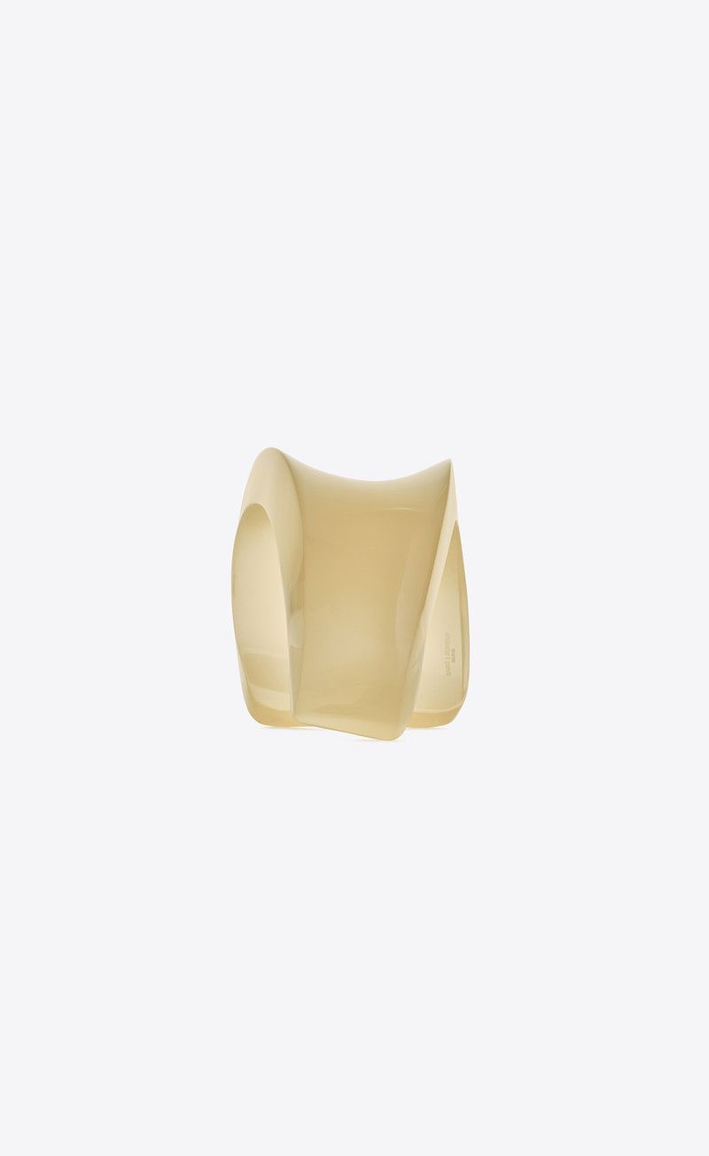 Saint Laurent Paris o1bcso1str0226 Size:S/Asymmetrical Cuff in Cream/Brown Size ONE SIZE - 3 Thumbnail