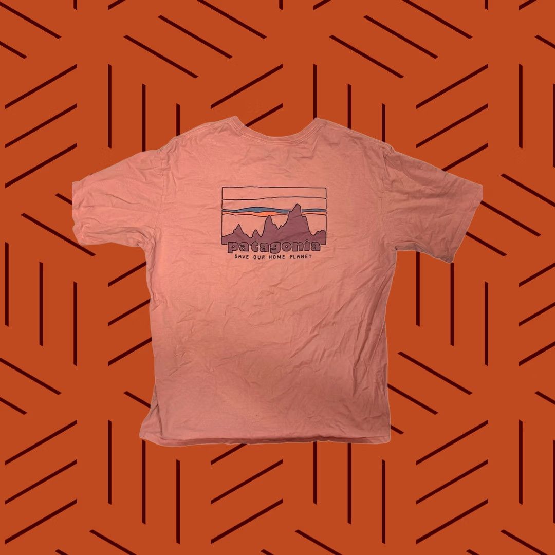 Patagonia Patagonia Men's T-Shirt L Save Our Home Planet Mountains Pink Organic Cotton Size US L / EU 52-54 / 3 - 1 Thumbnail