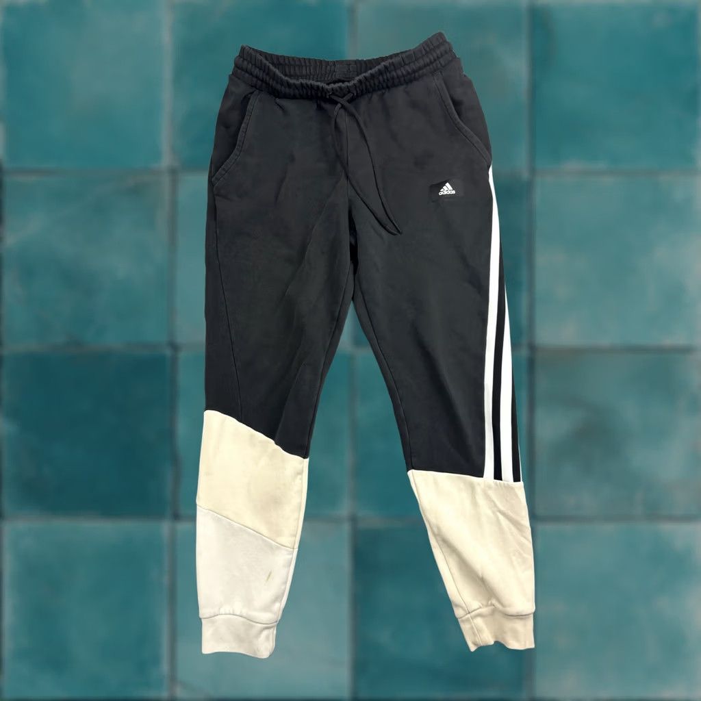 Adidas Adidas Sweatpants Mens Medium Black Fleece Jogger Colorblock Stripe Logo Size US 31 - 1 Thumbnail