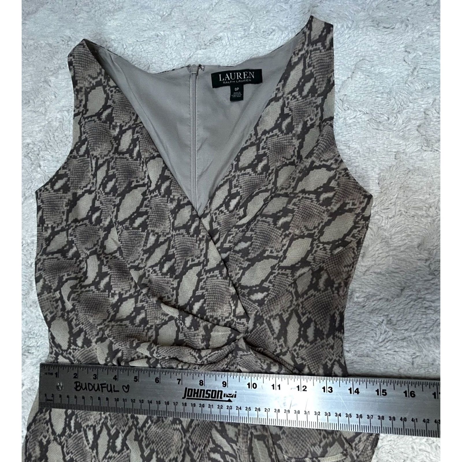 Ralph Lauren Lauren Ralph Lauren Freddie Georgette Snakeskin Print Cocktail Dress 0P Sleeveless V-Neck Tan/Snakeskin Women B ... Size XS / US 0-2 / IT 36-38 - 6 Thumbnail