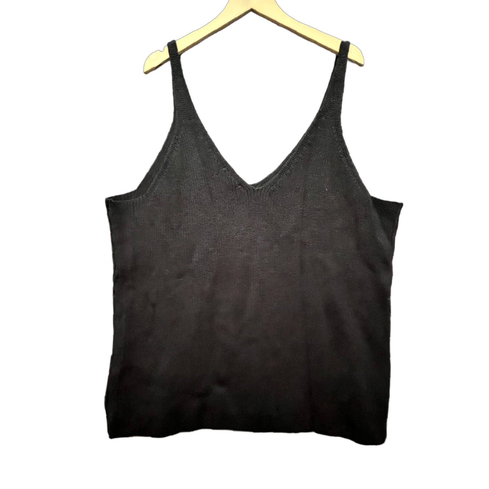 Vintage The Drop Tank Top Vest Top The Drop Textured Ribbed Sweater Knit Tank Top Sz 3X Black V-Neck Size XXL / US 16-18 / IT 52-54 - 1 Thumbnail