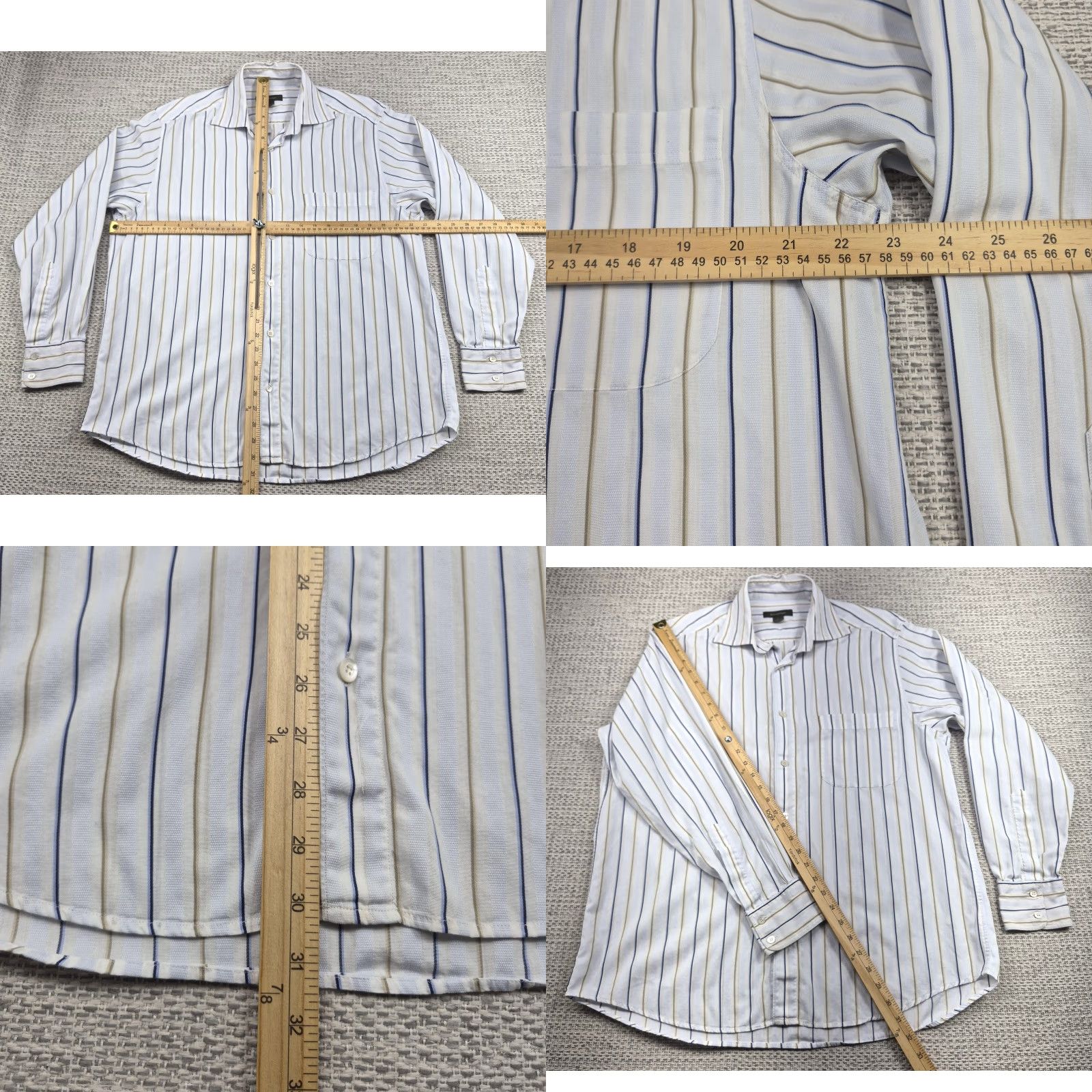 Ermenegildo Zegna Ermenegildo Zegna Button Up Shirt Mens Large White Stripe Long Sleeve Dress Shirt Size 42R - 8 Thumbnail