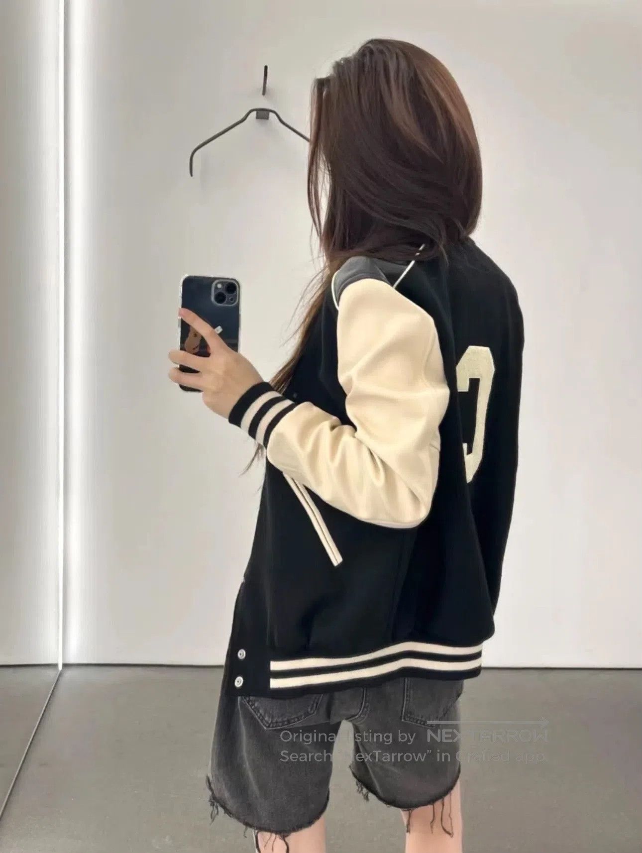 Celine CELINE Black and White Leather Sleeve Baseball Jacket| Size US S / EU 44-46 / 1 - 8 Thumbnail