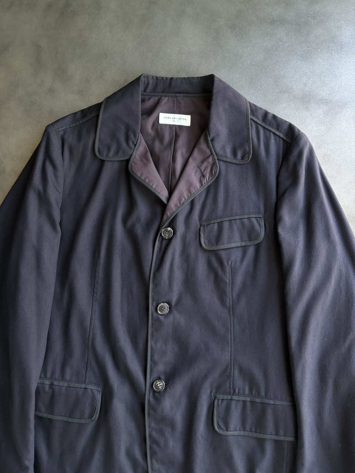 Designer × Dries Van Noten Dries Van Noten Blazer Shop Coat Chore Jacket Cashmere Silk Size 48S - 3 Thumbnail