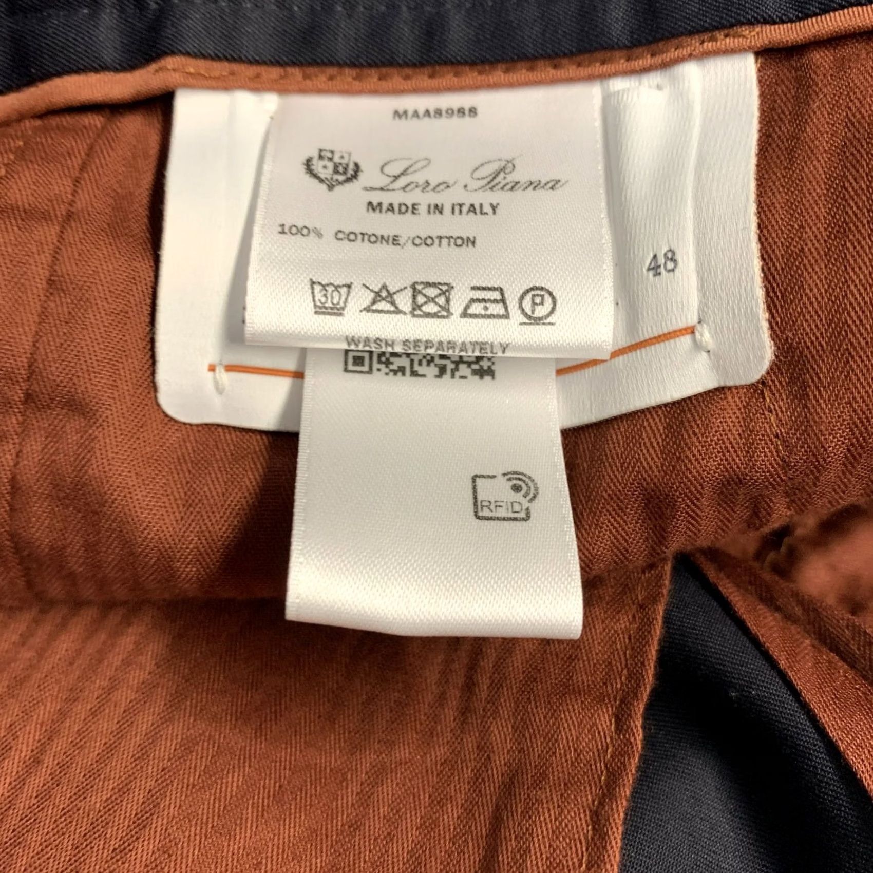 Loro Piana LORO PIANA Pants Casual Navy Solid Cotton Zip Fly Size S Size US 29 - 3 Thumbnail