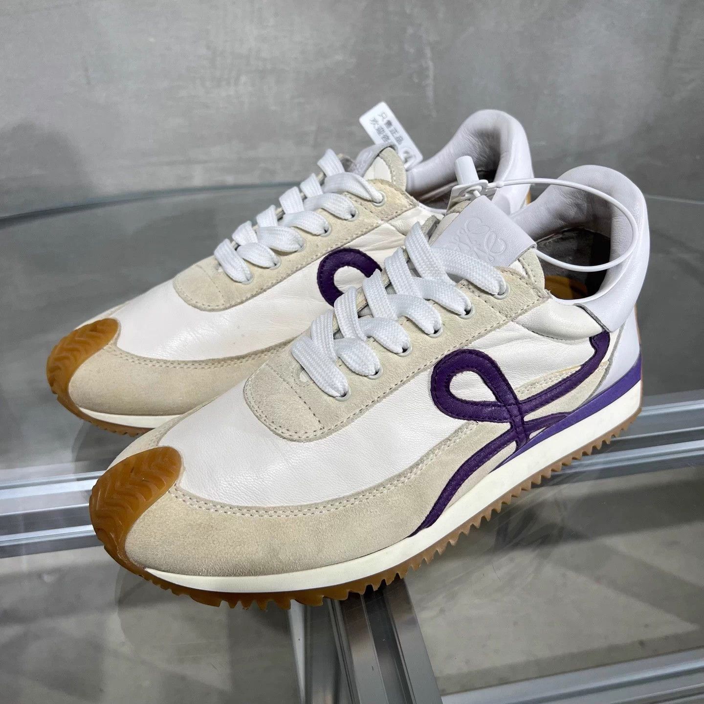 Loewe LOEWE Flow Runner cream purple running shoe 38 EU Size US 7 / IT 37 - 2 Thumbnail