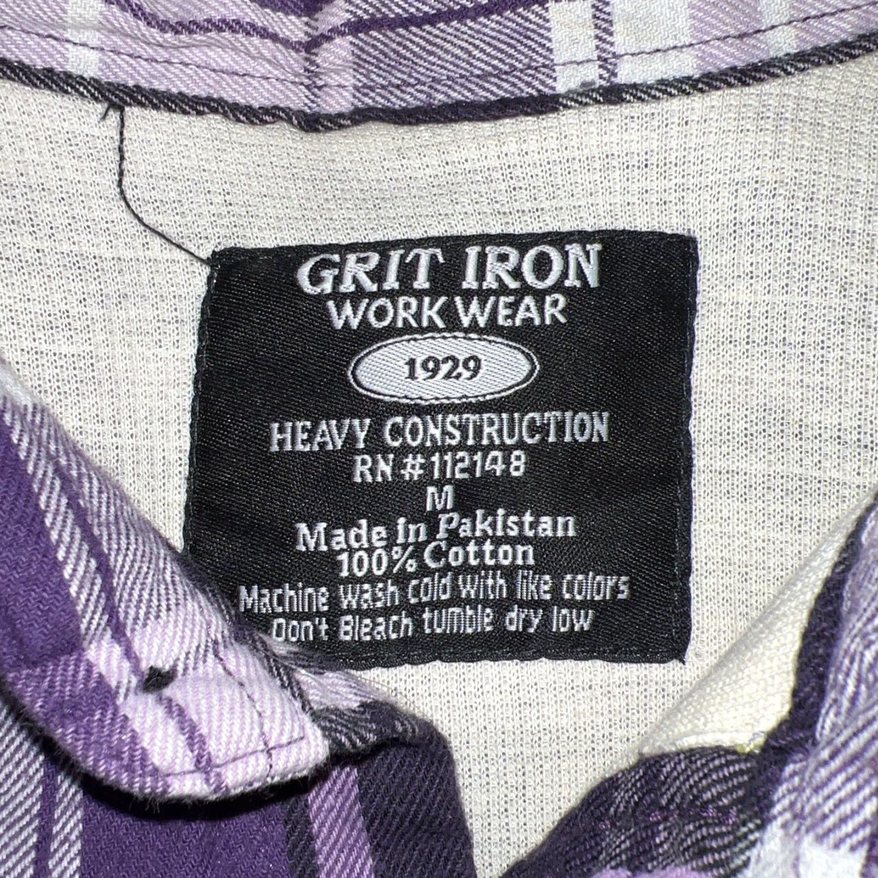 Vintage Grit Iron Work Wear Shirt Mens Size M Purple Flannel Button Up Lined Size US M / EU 48-50 / 2 - 3 Thumbnail