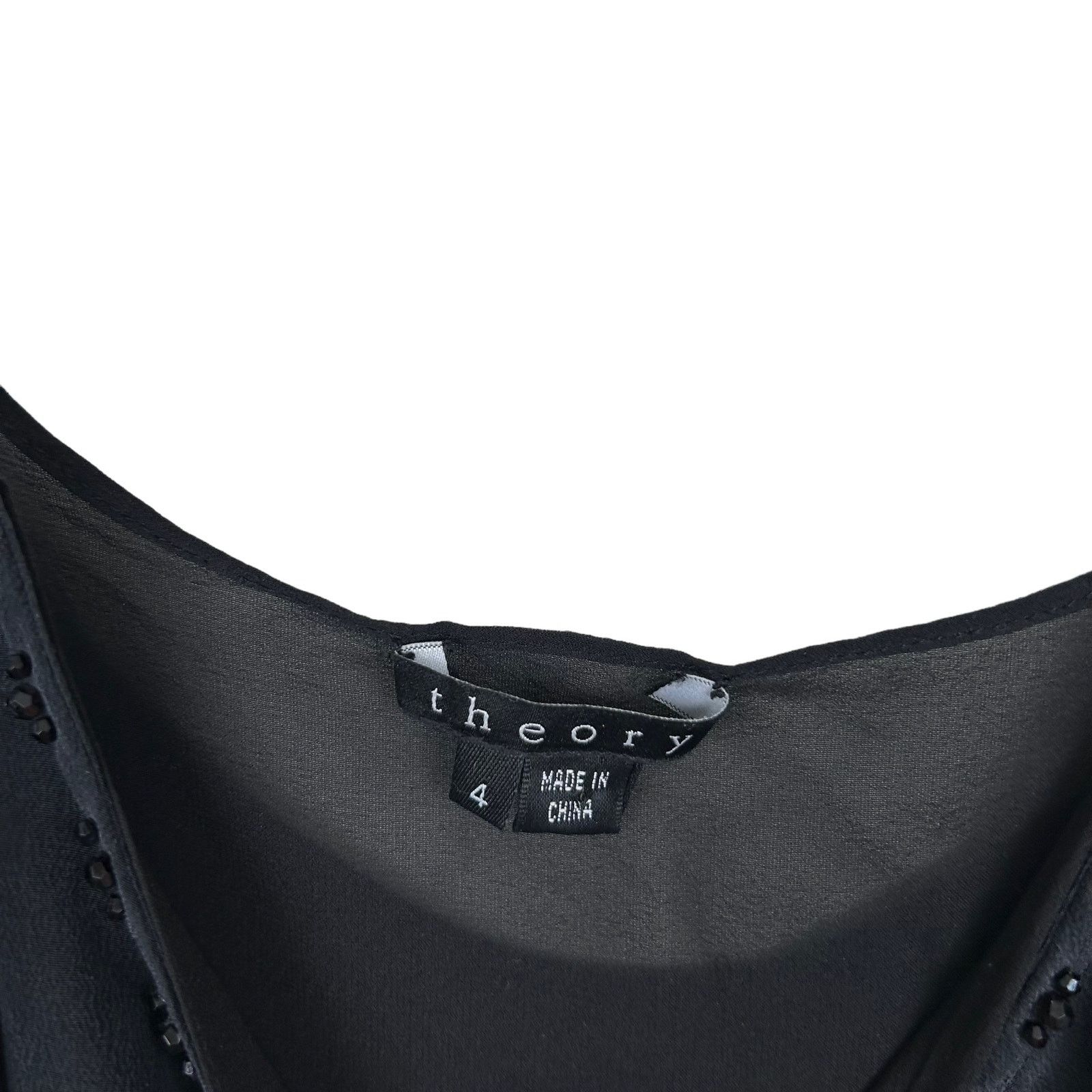 Theory Theory Black Silk Beaded Spaghetti Strap Dress Sz 4 Size S / US 4 / IT 40 - 3 Thumbnail