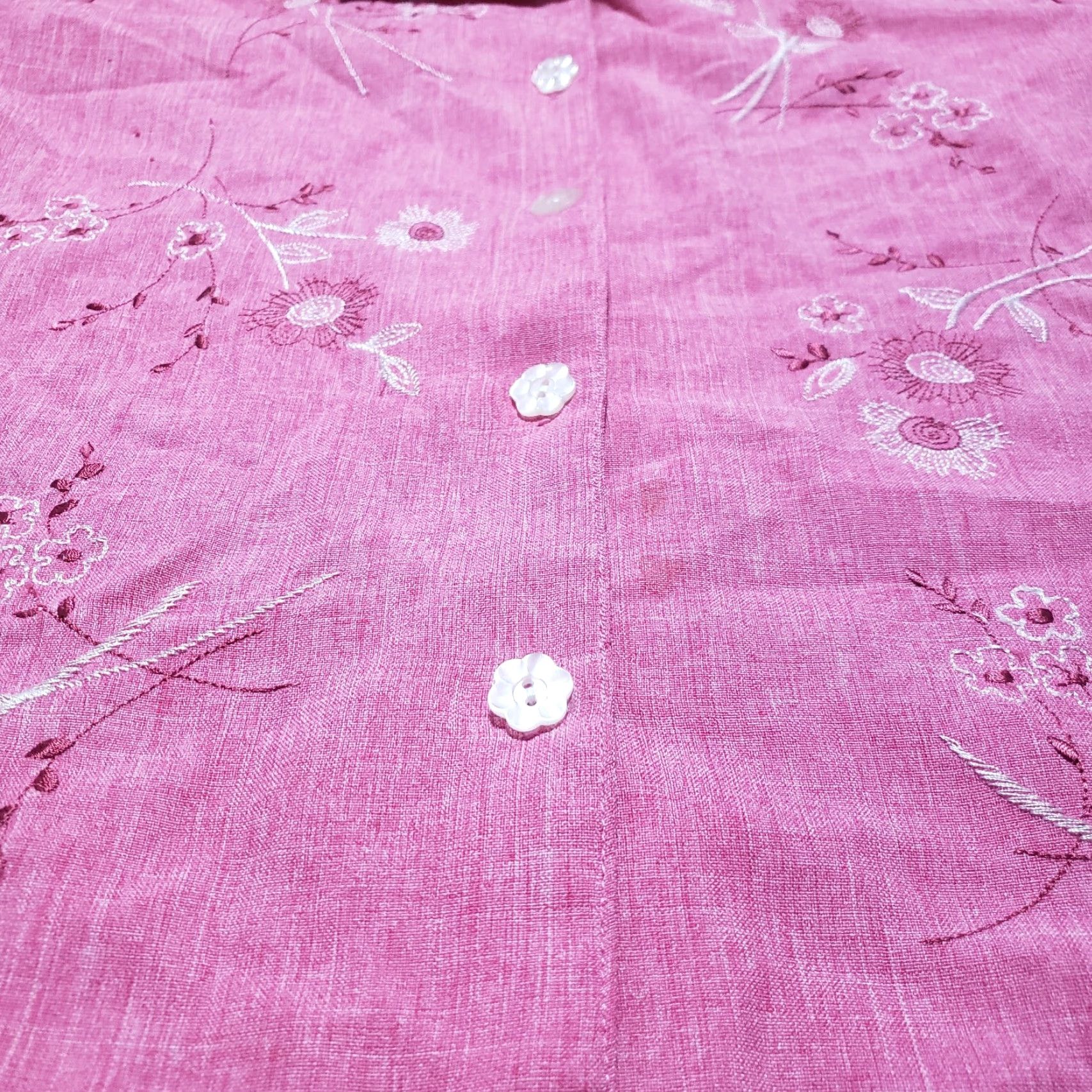 Pinko Nikki Shirt Women's Adult Size 14 Pink Floral Button-Up Dressy Formal Collared Short Sleeve Modern Flower 14 Womens Size XL / US 12-14 / IT 48-50 - 5 Thumbnail