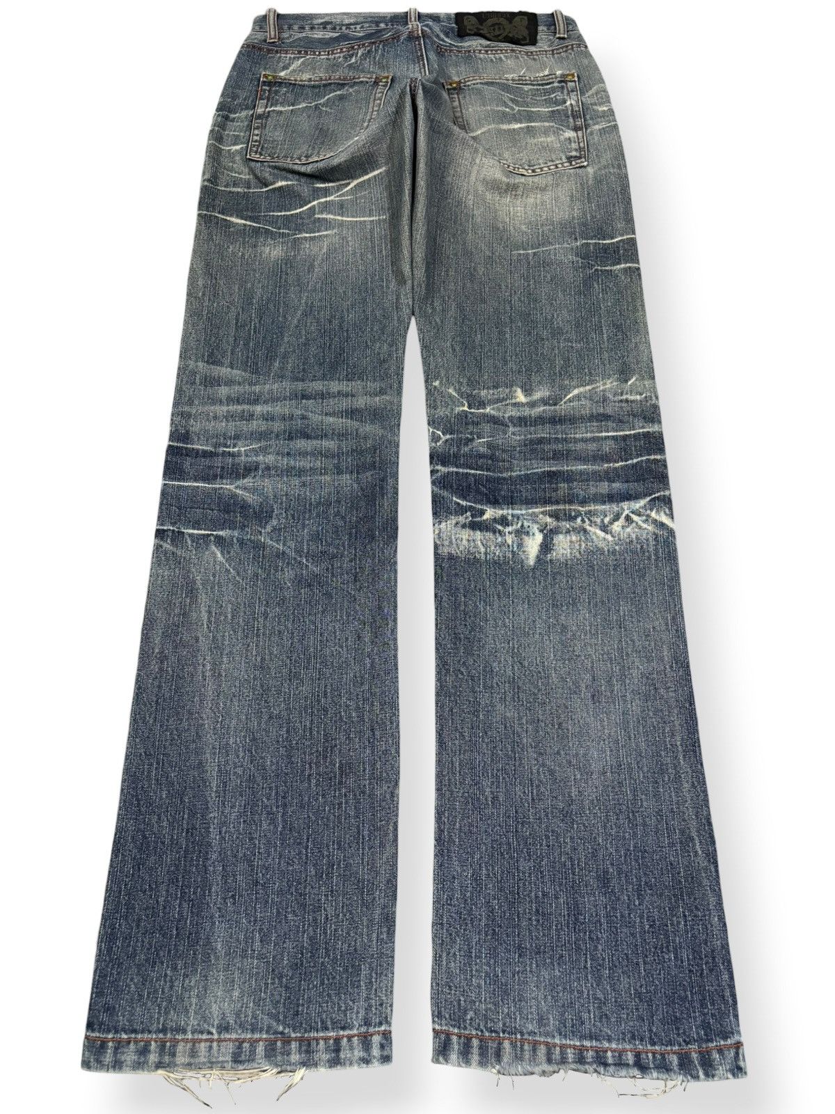 14th Addiction Vintage Lowbox Whiskers Mud Wash Distressed Grunge Jeans Size US 30 / EU 46 - 2 Thumbnail