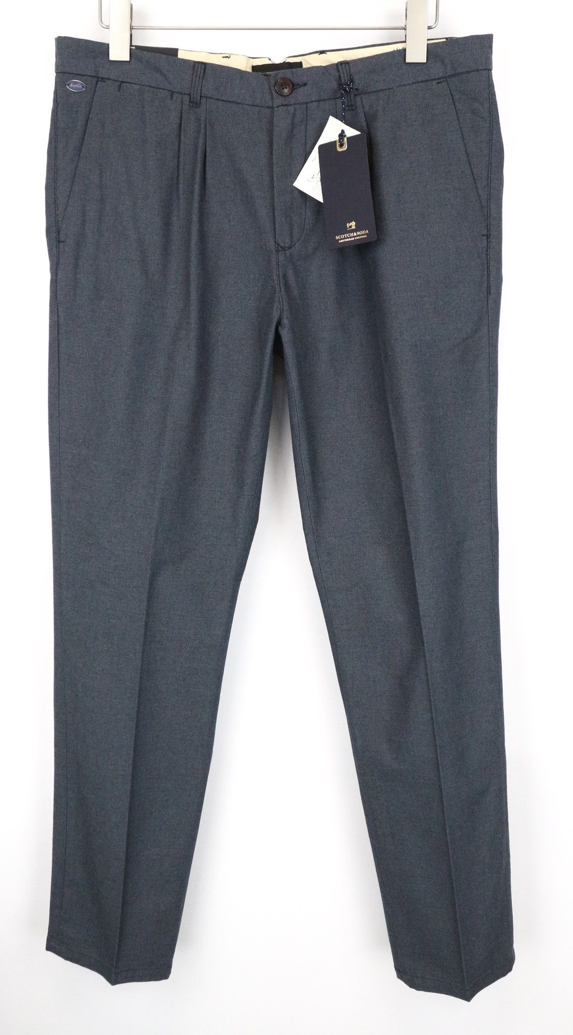 Scotch & Soda STUART W33/L32 Grey Cotton Pleated Trousers 74925 Size US 33 - 1 Thumbnail