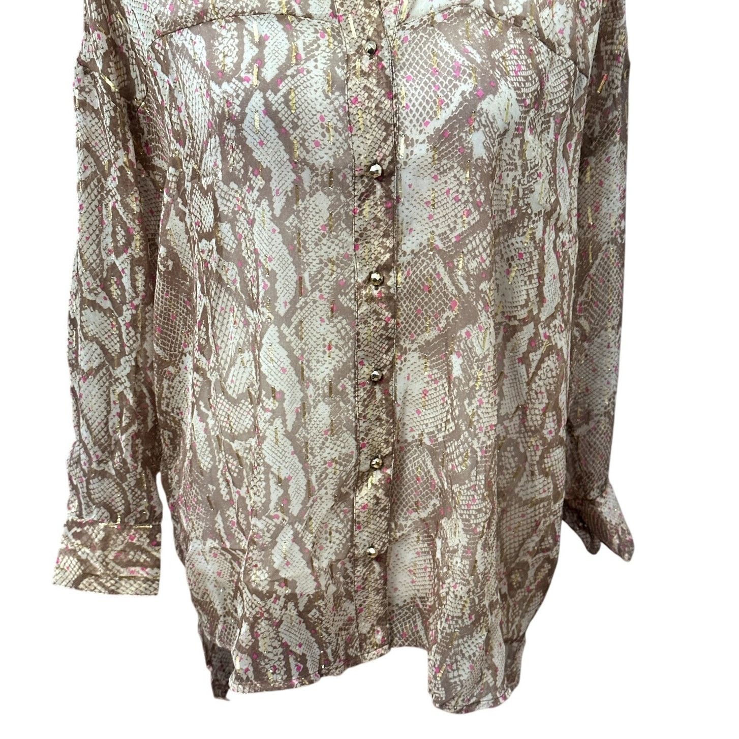 River Island River Island Collared Shirt Button-Up Snake High Low Small Size S / US 4 / IT 40 - 3 Thumbnail