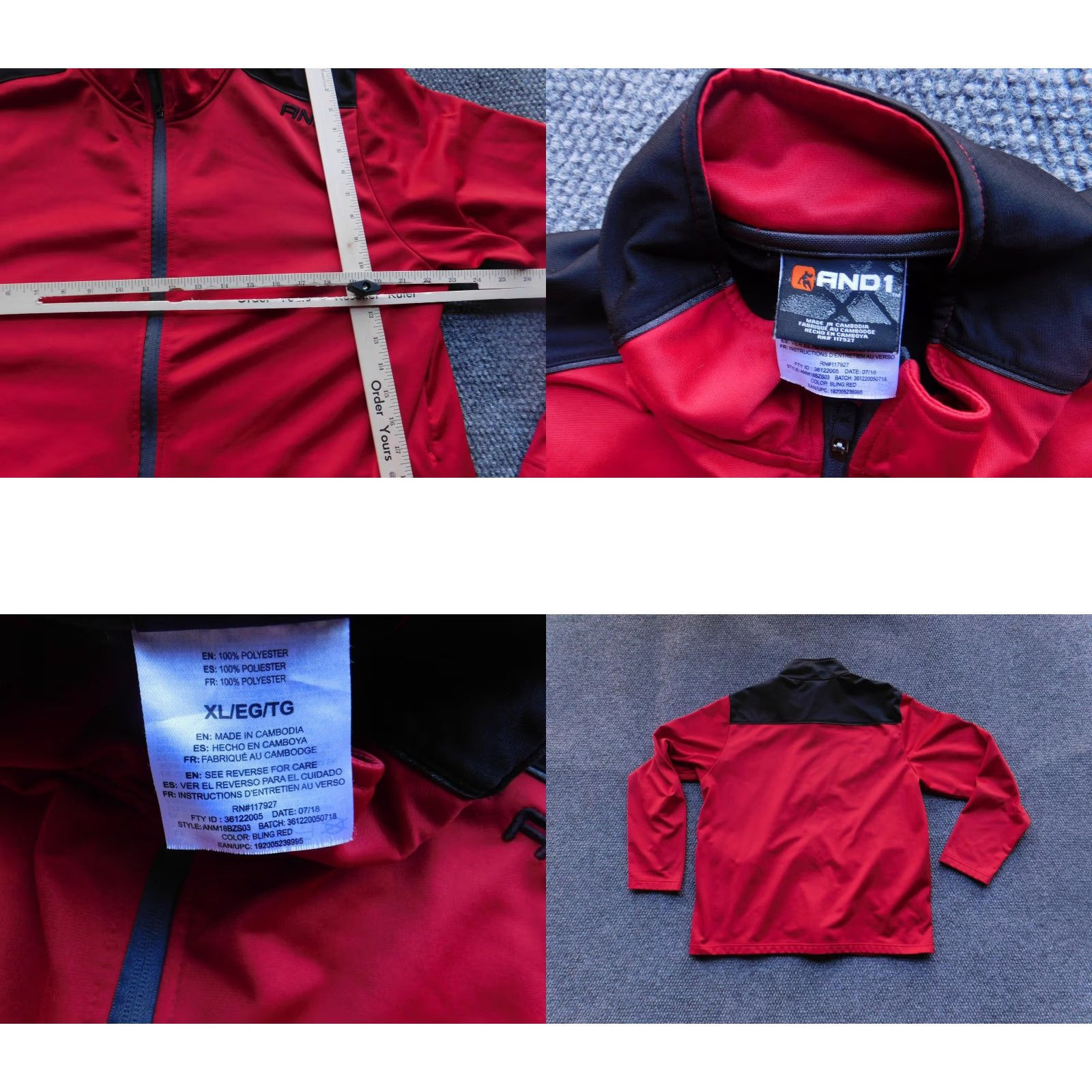 Vintage AND1 Jacket Mens XL Red Black Full Zip Performance Track Warm Up Athletic Top Size US XL / EU 56 / 4 - 8 Thumbnail