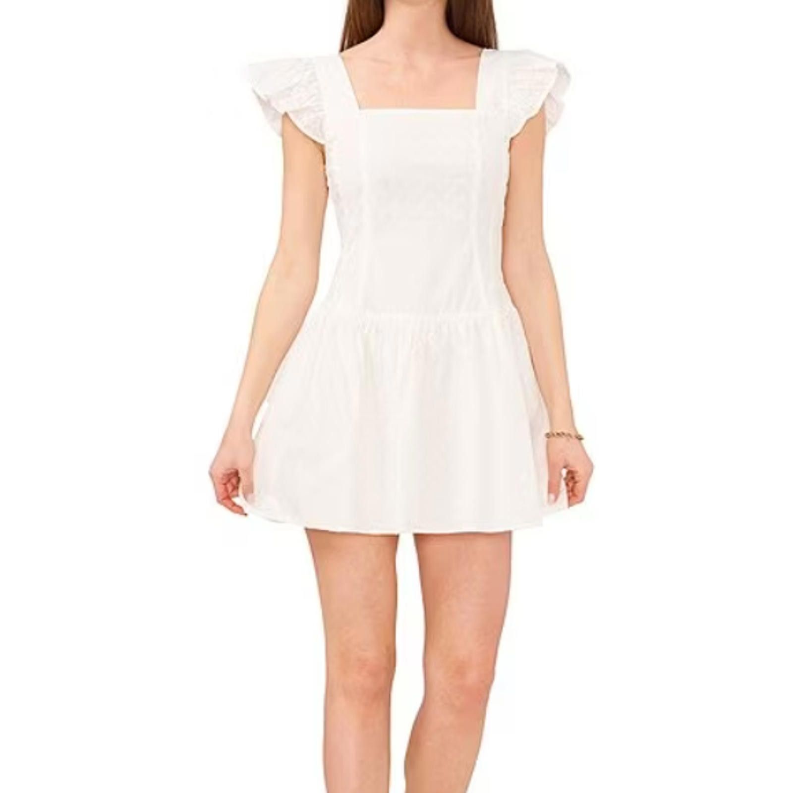 Designer Chelsea & Violet Seamed Eyelet Mini Dress sz 10 Size L / US 10 / IT 46 - 1 Thumbnail