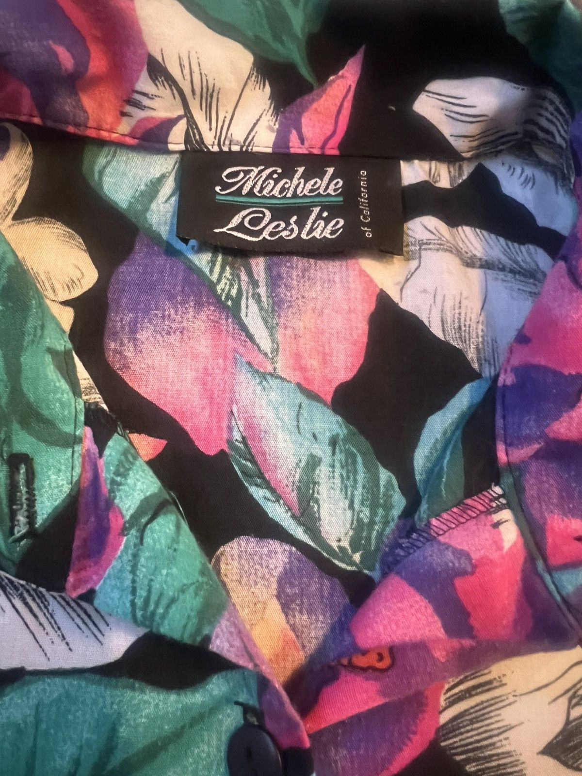 Vintage Vintage Michele Leslie of California Women’s Blouse floral Size ONE SIZE - 4 Thumbnail