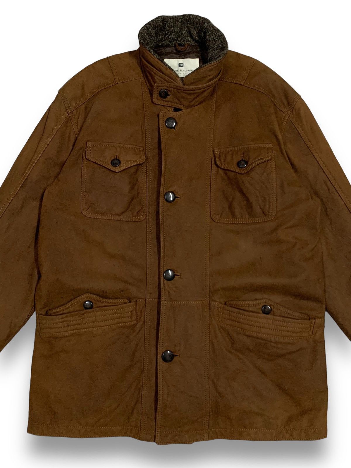 Balmain Vintage Pierre Balmain Paris Utility Cowhide Leather Jacket Size US L / EU 52-54 / 3 - 4 Thumbnail