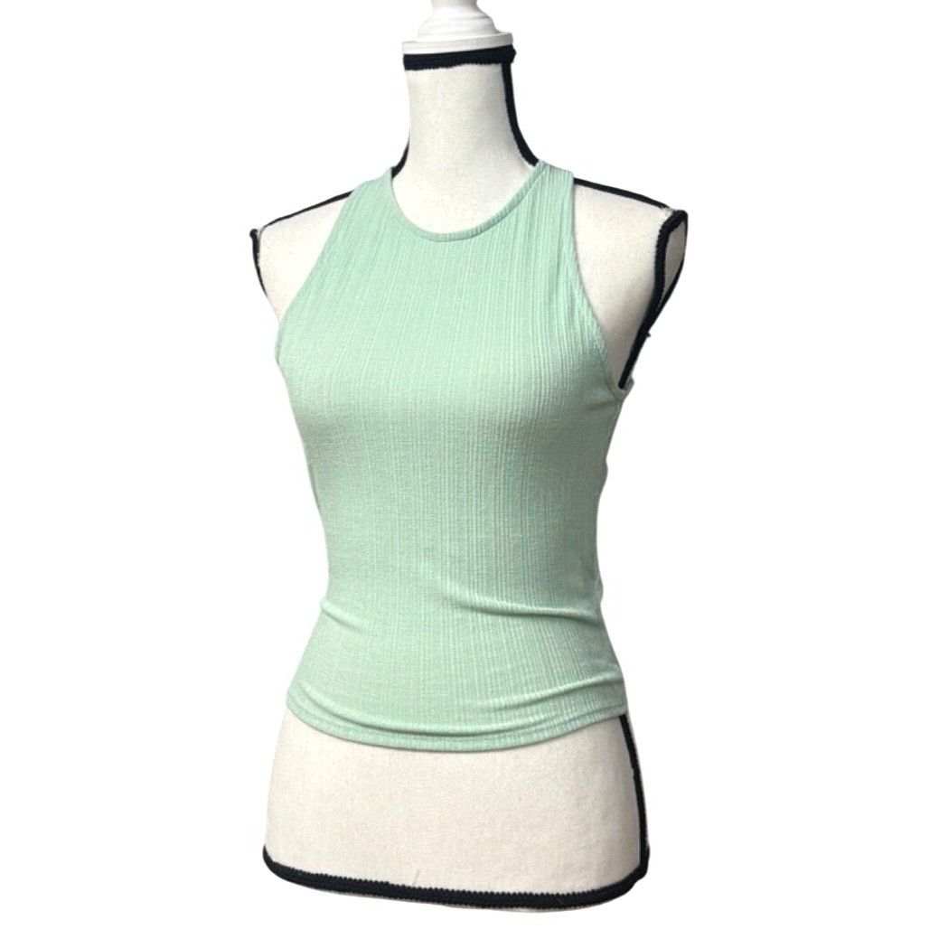 Other LUSH Junior’s Ribbed Sleeveless Wrap Tie Back Top, Mint Gree Size M / US 6-8 / IT 42-44 - 2 Thumbnail