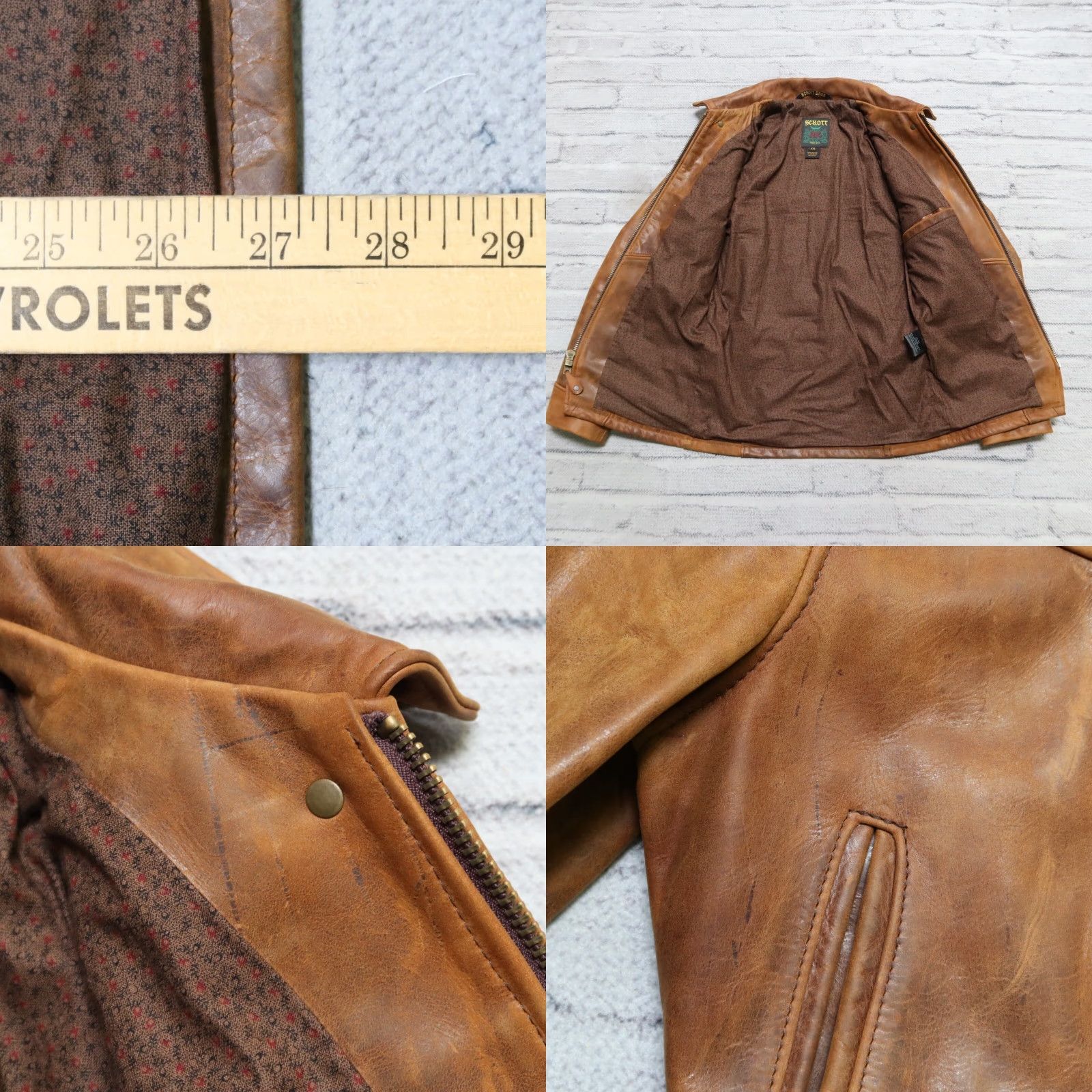 VINTAGE Schott NYC 532 Rogue John Hancock Leather Delivery Jacket XS Brown Mens