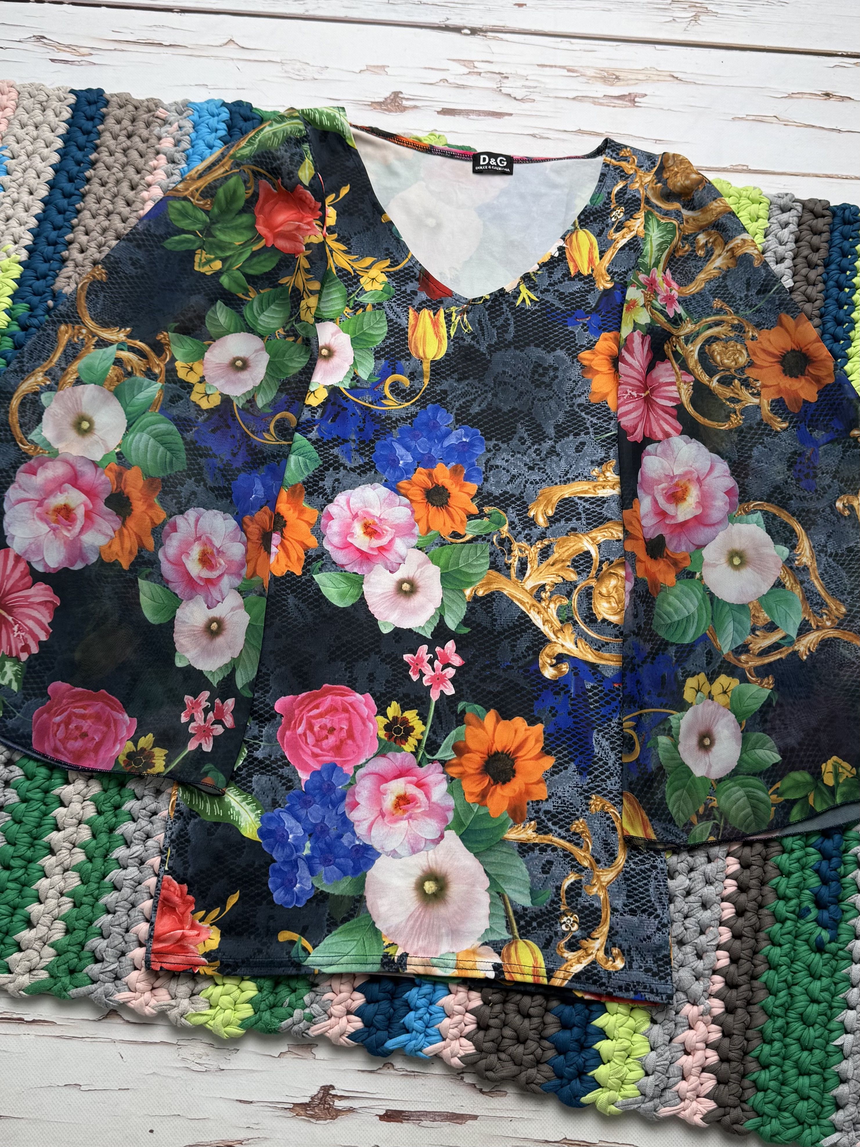 Dolce & Gabbana Dolce&Gabbana Vintage Floral Baroque Dress V Neck Designer Size XS / US 0-2 / IT 36-38 - 2 Thumbnail