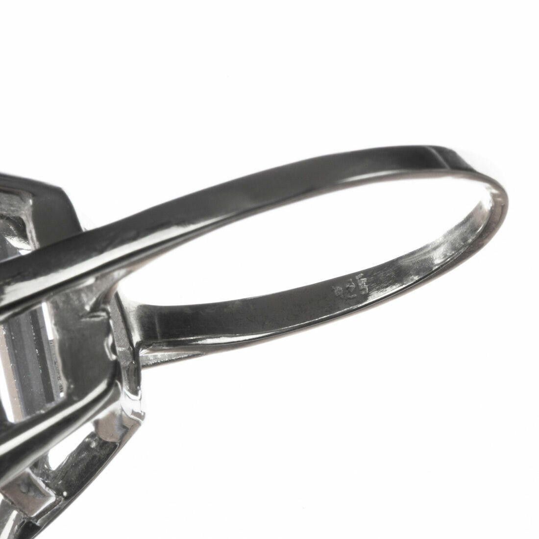 Designer Massive Sterling Emerald Cut Rock Crystal Cocktail Ring Size ONE SIZE - 6 Thumbnail