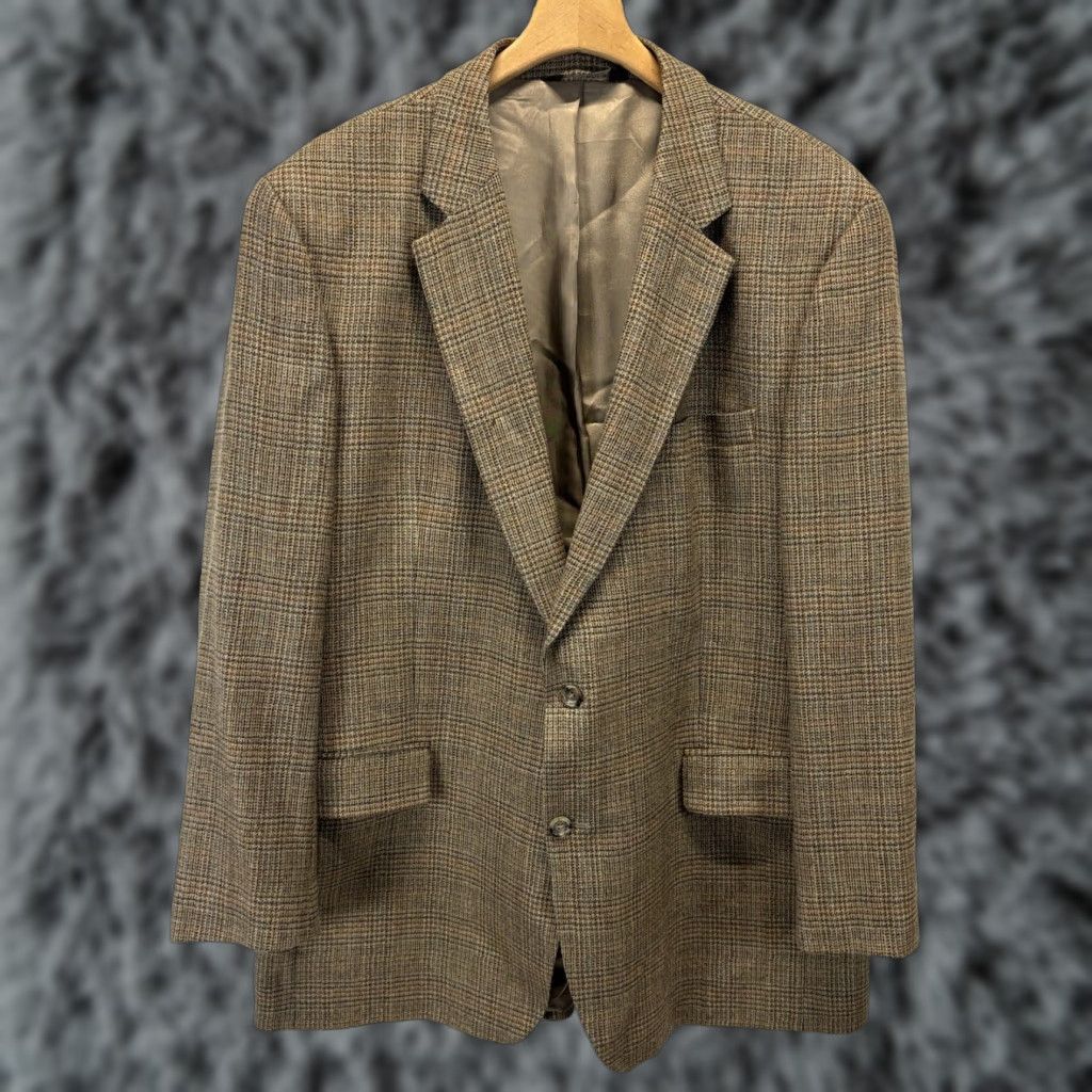 Ralph Lauren Lauren Ralph Lauren Men’s Wool Cashmere Plaid Blazer Jacket Big & Tall 46L Brown Business Classic Size 46L - 1 Thumbnail