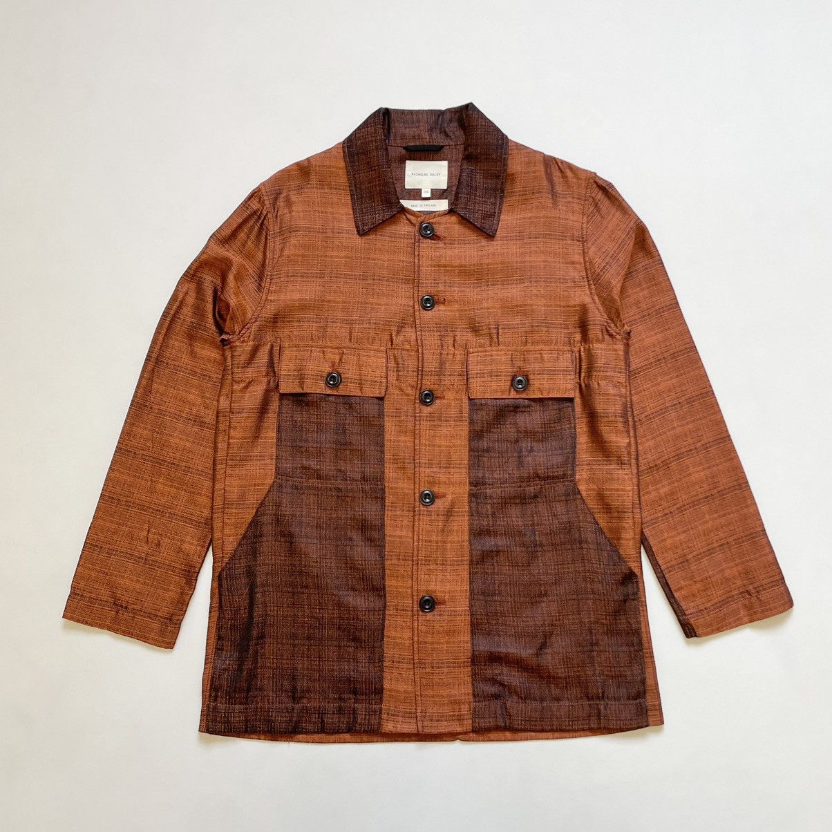 Nicholas Daley Sample Orange / Black Silk Utility Shirt Size US M / EU 48-50 / 2 - 1 Thumbnail