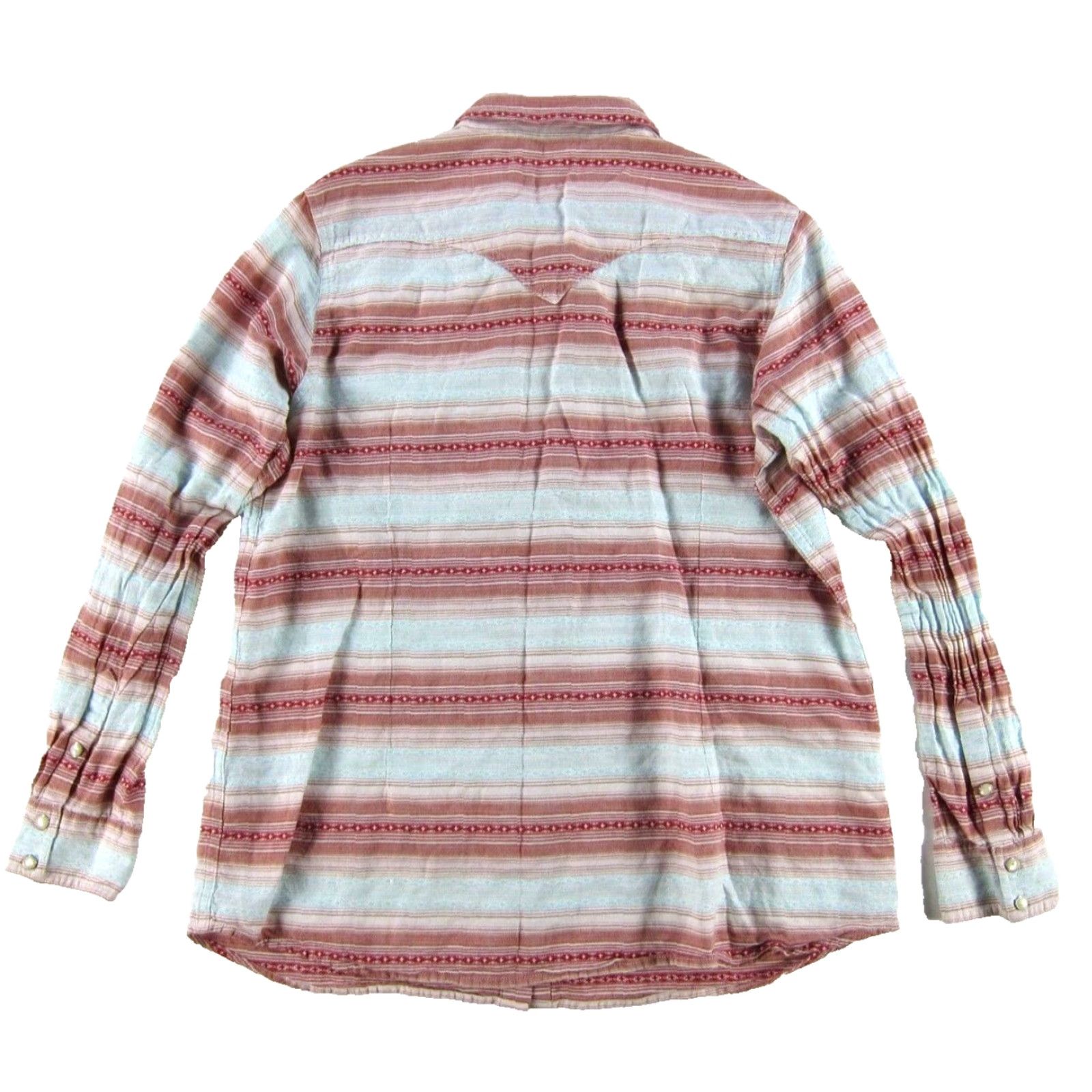 Ariat Ariat Real 100% Cotton Pink Blue Snap Button Long Sleeve Western Blouse XL Size XL / US 12-14 / IT 48-50 - 2 Thumbnail