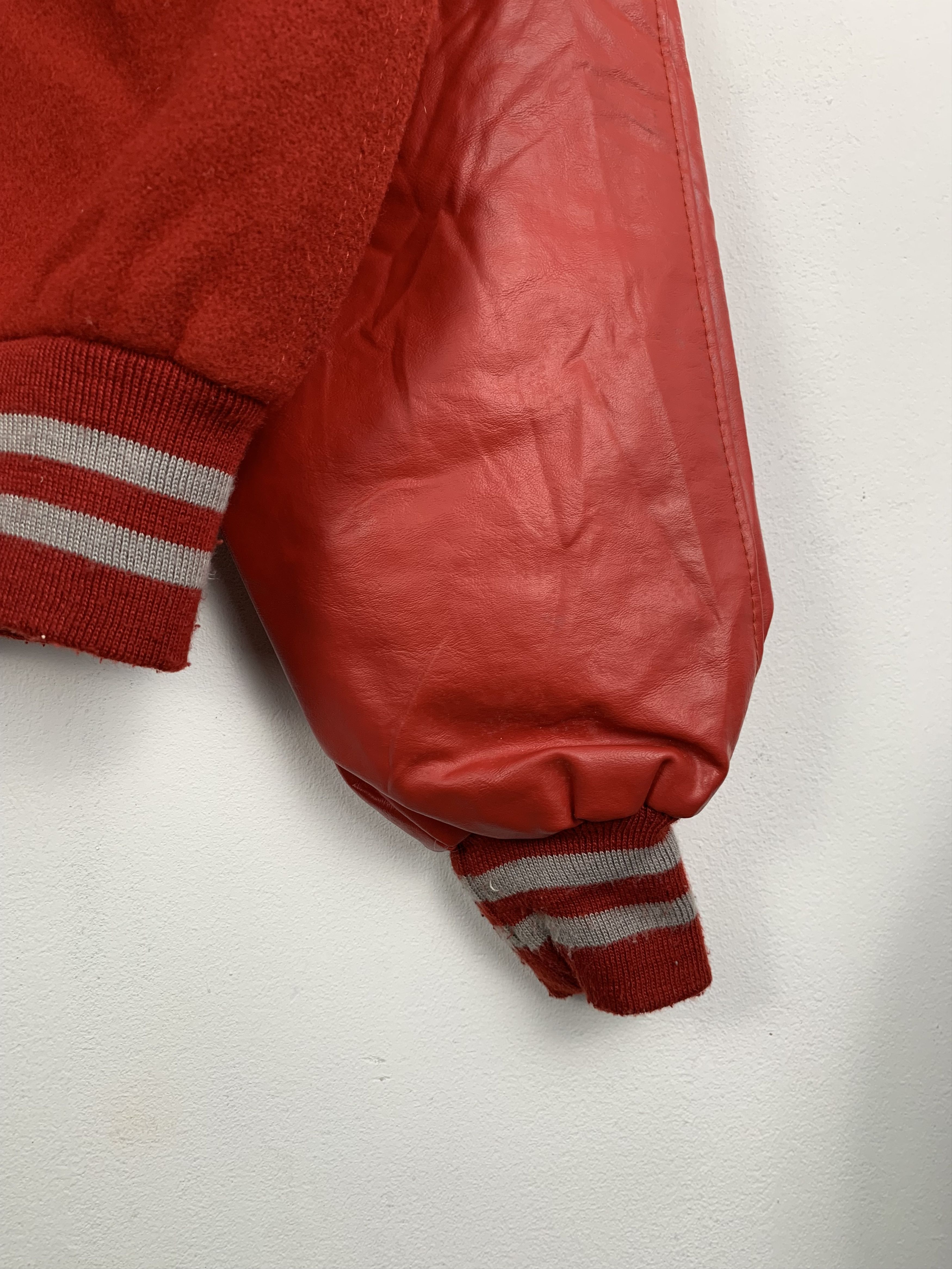 Holloway Vintage 80s Holloway Sleeve Leather Varsity Jacket Red V0504 Size US M / EU 48-50 / 2 - 6 Thumbnail