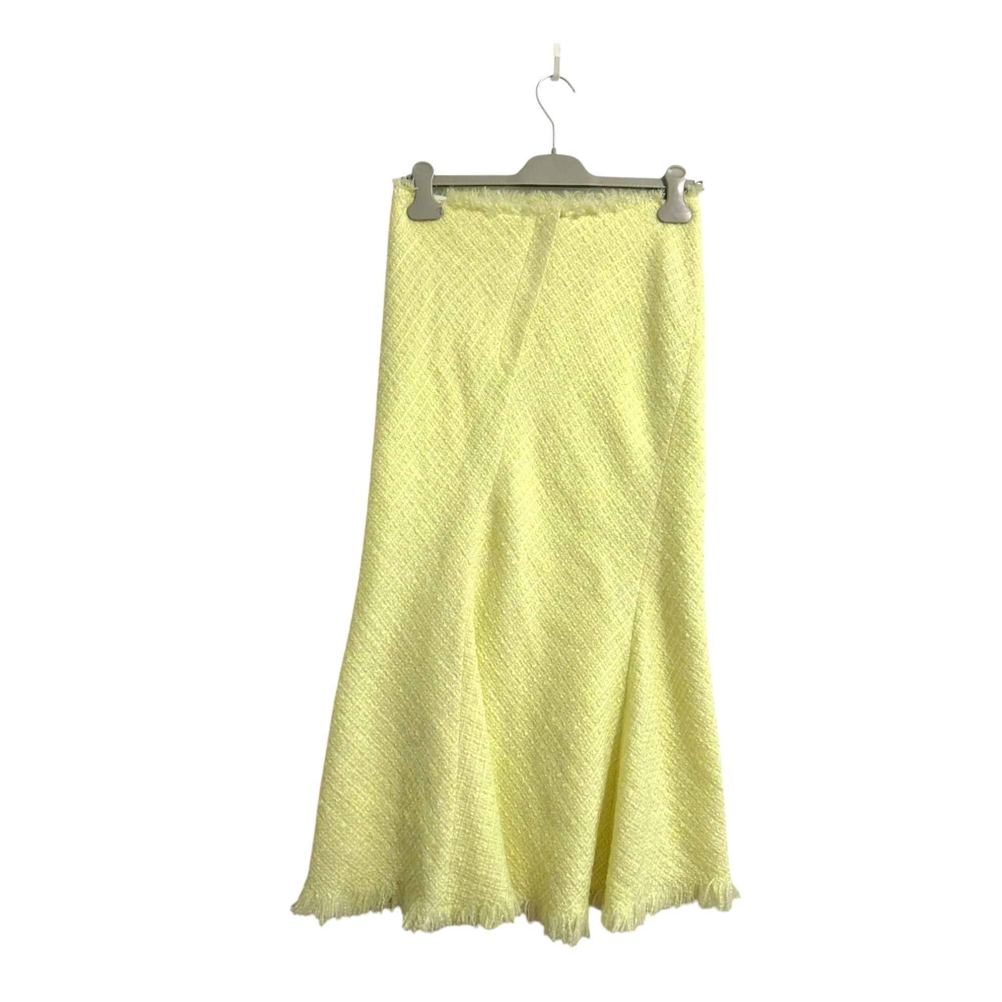 Alexander Wang Alexander Wang Yellow Frayed Tweed Midi Skirt, Size S Size 27" / US 4 / IT 40 - 2 Thumbnail