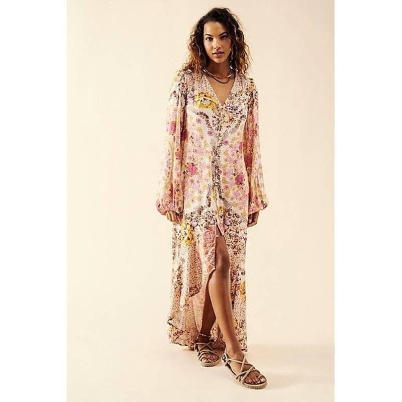 New Free People Marais Floral Printed Midi Dress $168 XS
