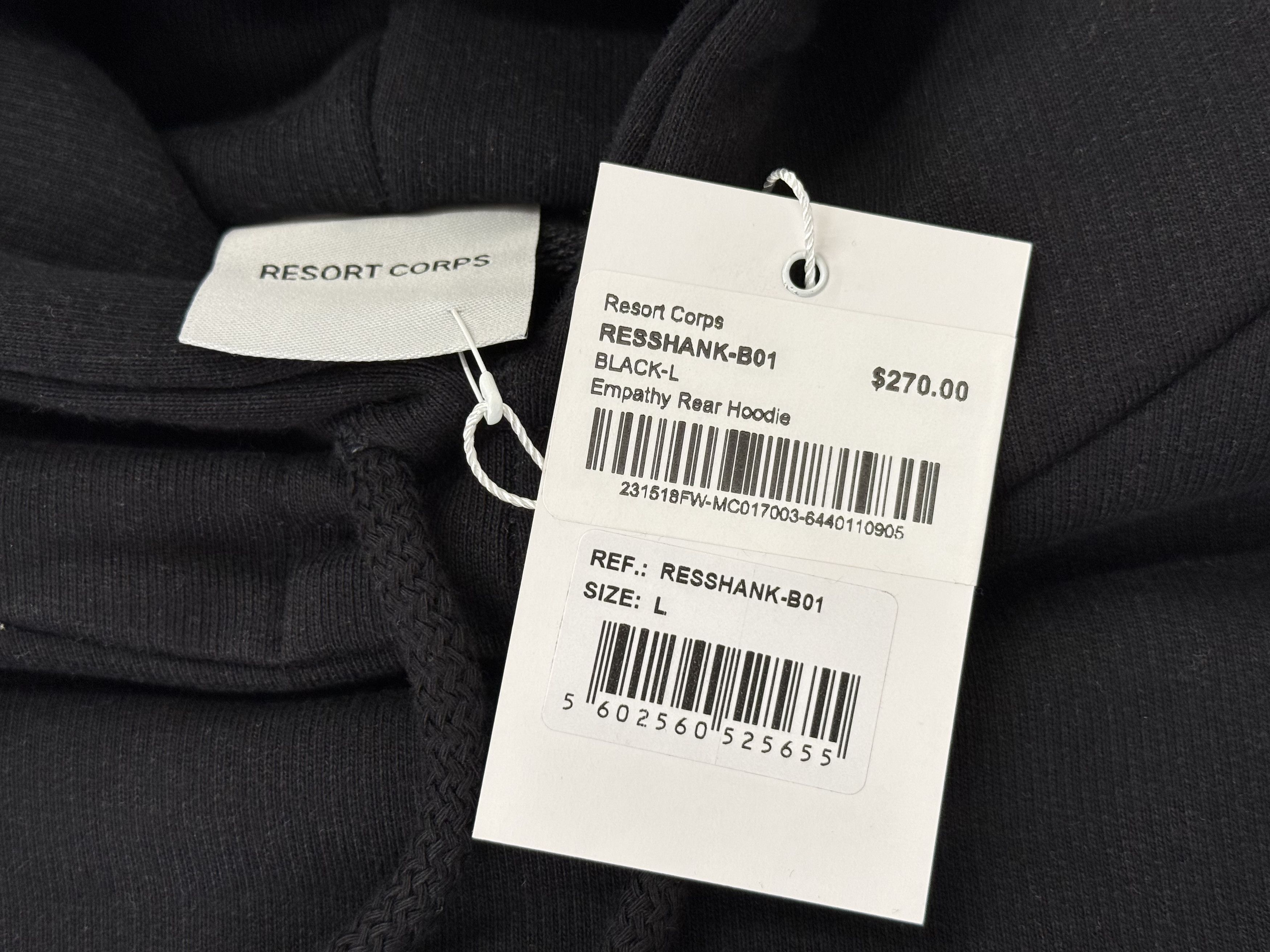 Resort Corps *NEW* Resort Corp Empathy Rear Hoodie - Black / Large Size US L / EU 52-54 / 3 - 7 Thumbnail