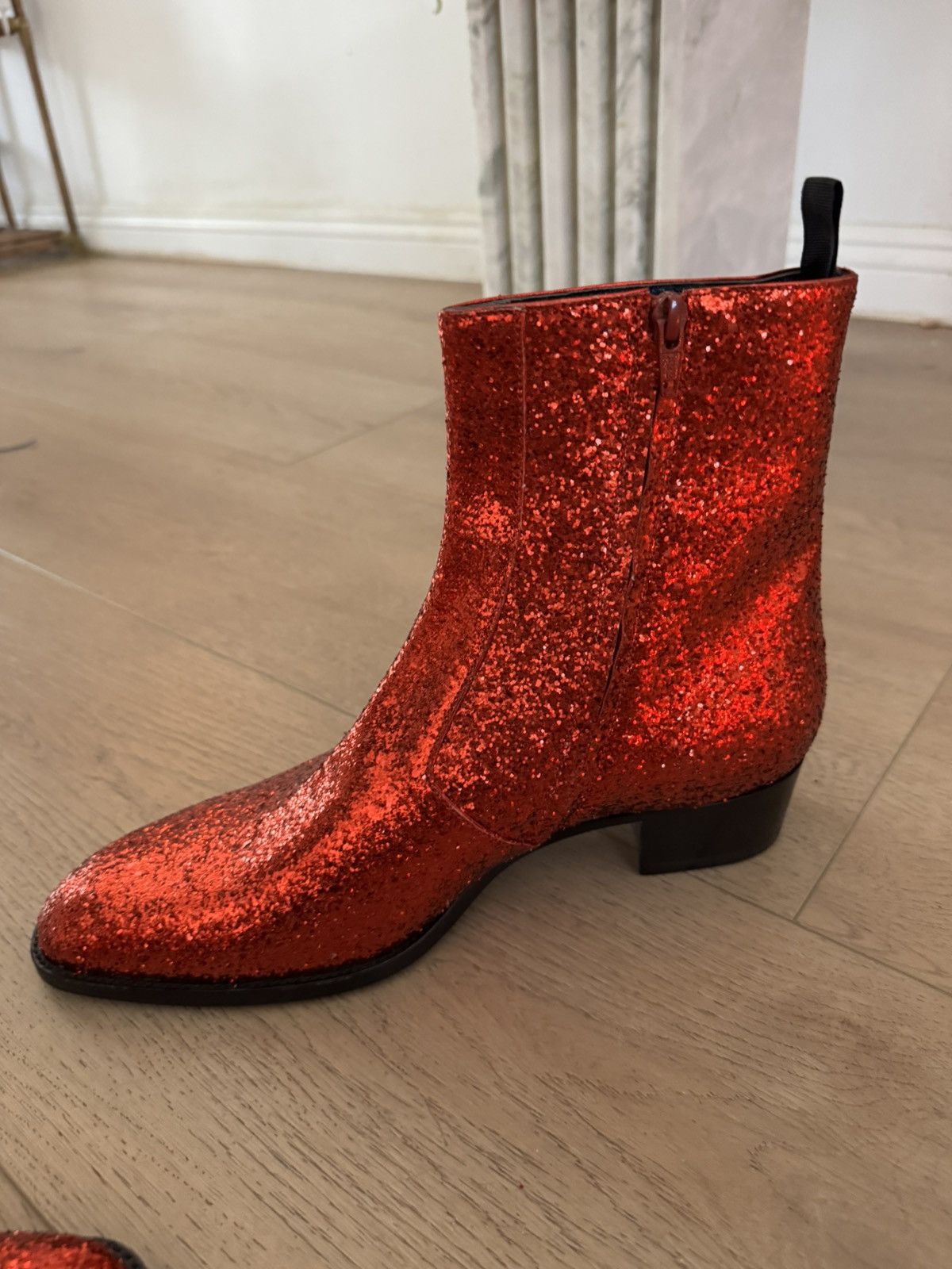 Saint Laurent Paris New Hedi FW16 Red Glitter Wyatts 43 Size US 10 / EU 43 - 3 Thumbnail