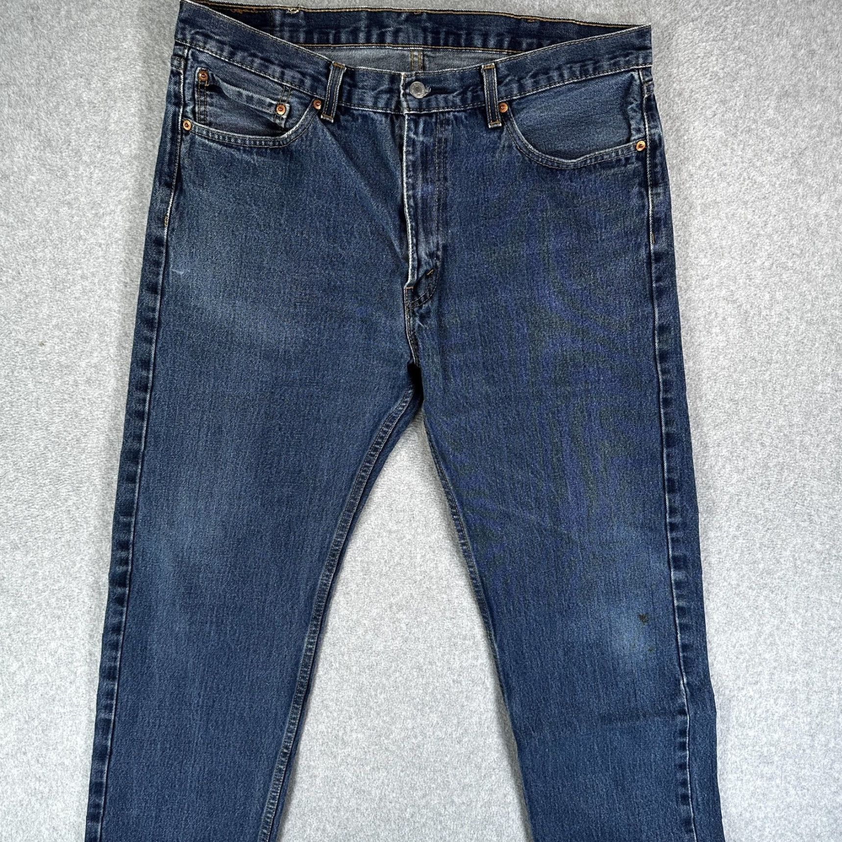 Levi's Levis 505 Jeans Mens 38x32 Blue Straight Regular Fit Medium Wash Denim Pants Size US 38 / EU 54 - 5 Thumbnail