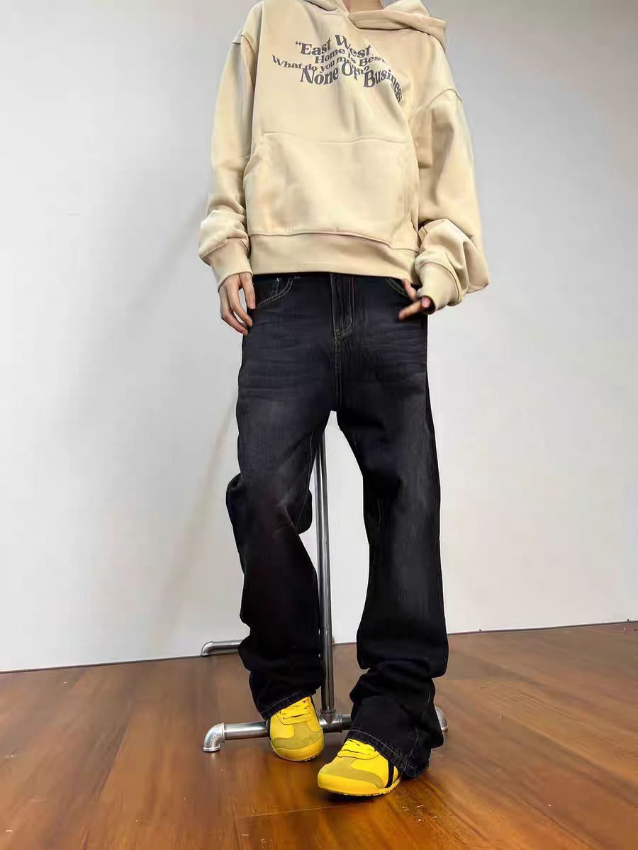 Japanese Brand × Jean Washed loose fit straight leg micro flare jeans Size US 34 / EU 50 - 4 Thumbnail