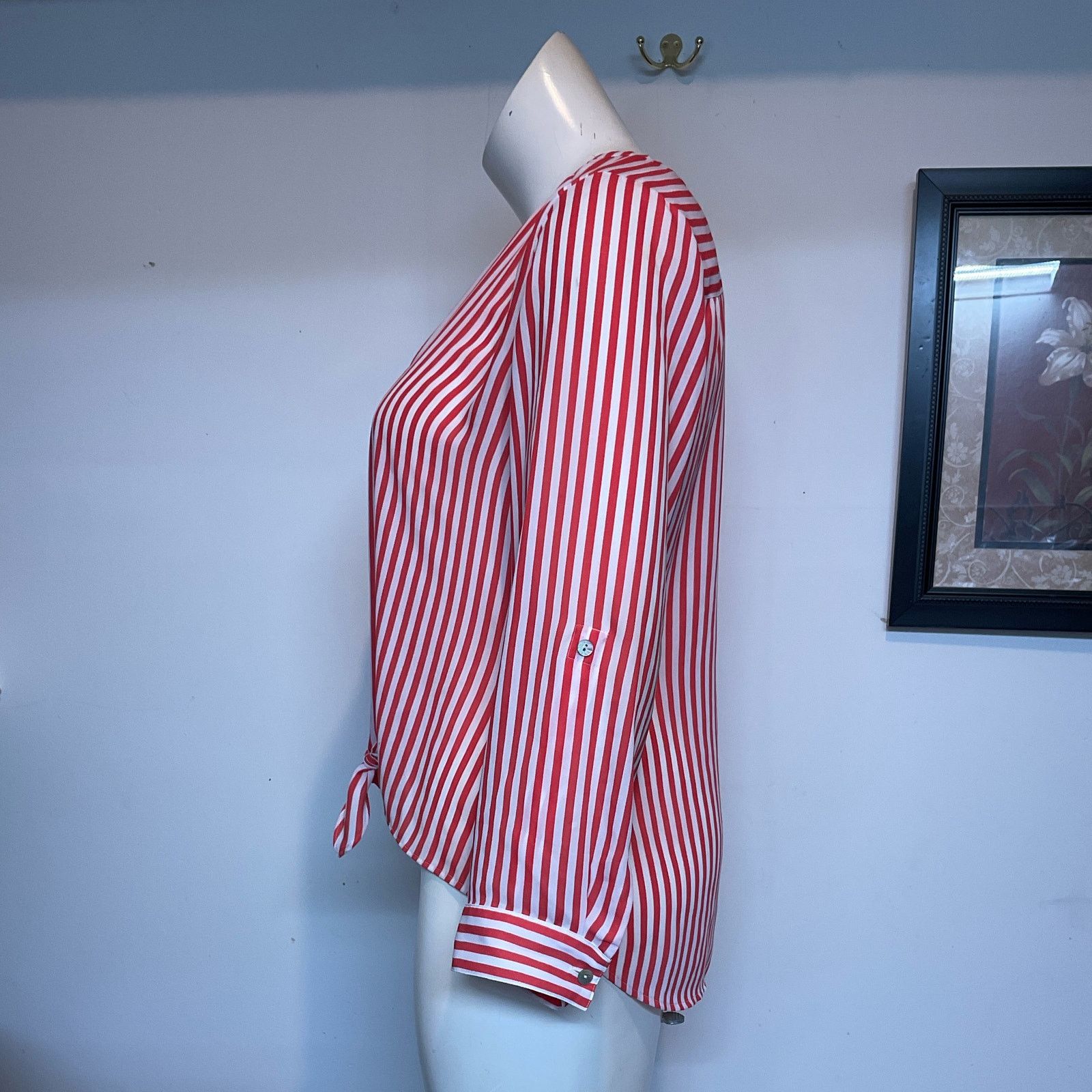 Chicos Chicos Blouse Womens Size 2 Large Coral White Stripe Size L / US 10 / IT 46 - 14 Thumbnail