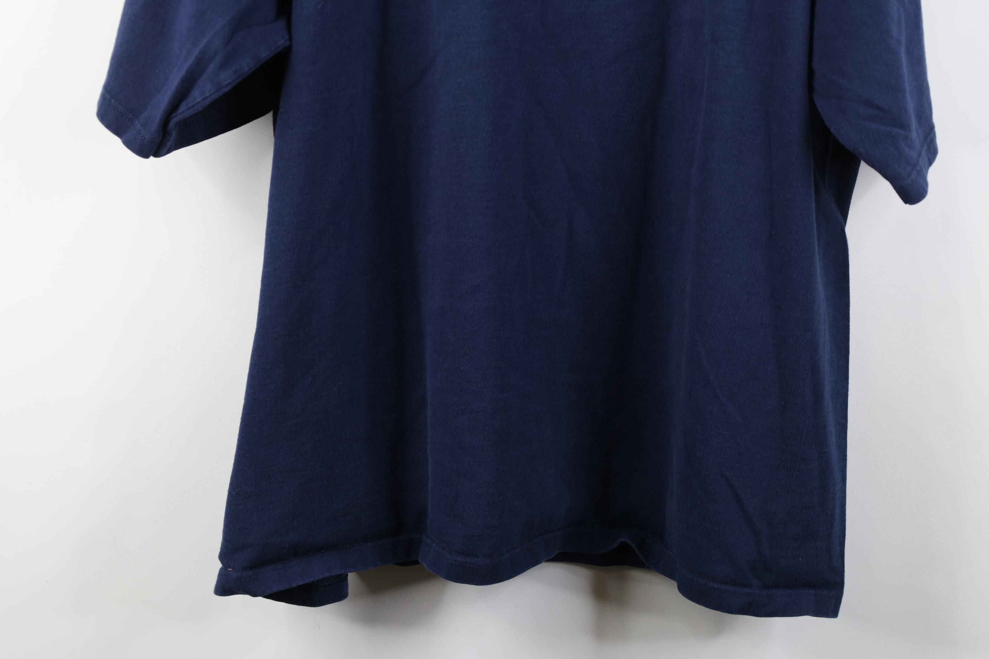 Vintage Vintage 90s Streetwear Heavyweight Cotton T-Shirt Blue USA Size US XXL / EU 58 / 5 - 11 Thumbnail