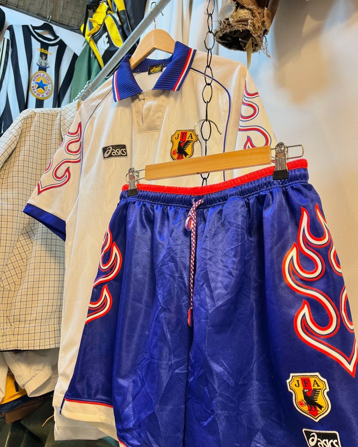 Pre-owned Asics X Vintage Acics Japan 1998 Away Soccer Jersey With Shorts