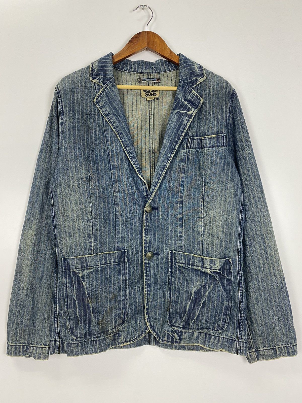 Indigo × Vintage Vintage Nylaus Jeans distress design Size US L / EU 52-54 / 3 - 3 Thumbnail