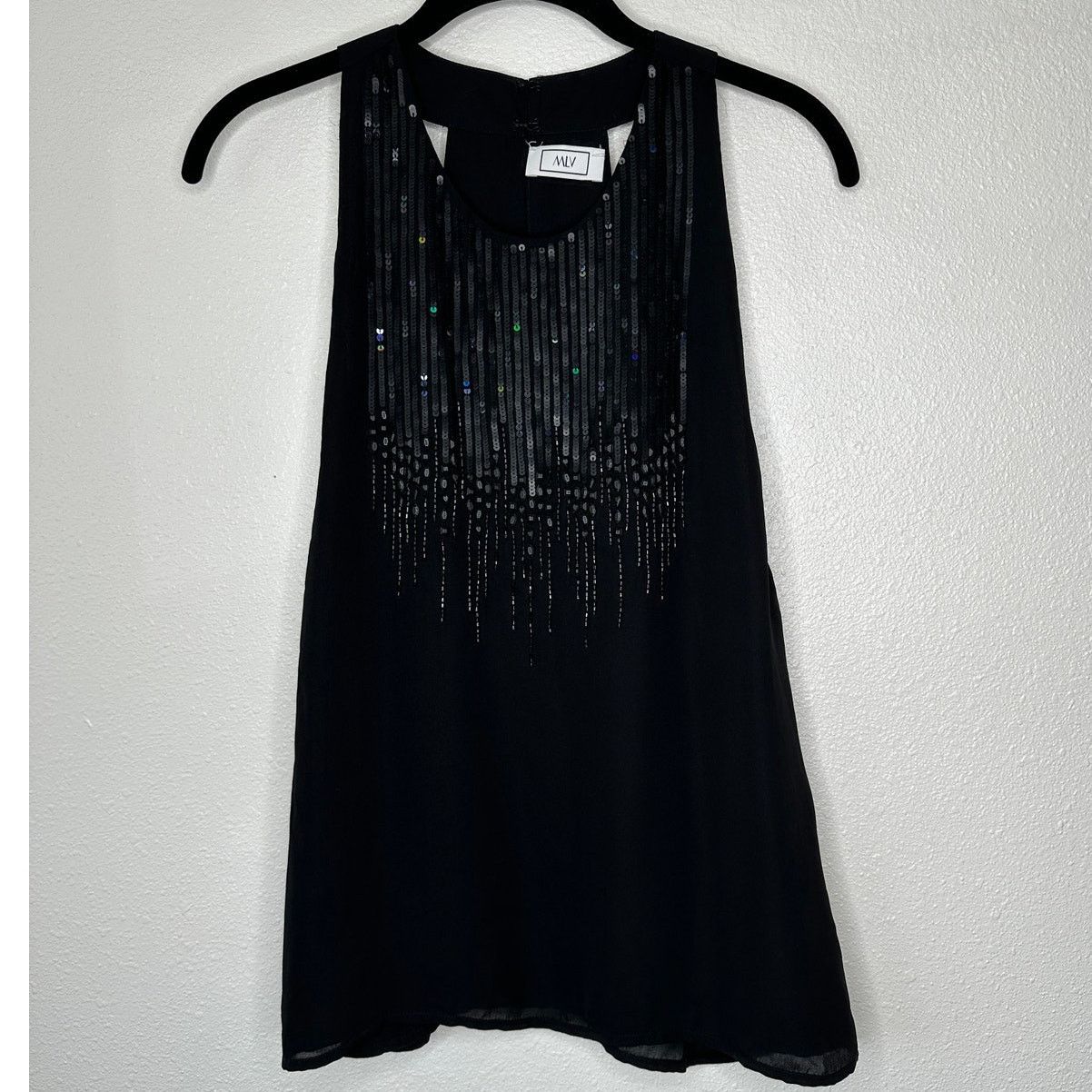 Other MLV Black Sequin Beads Sleeveless Keyhole Back Tank Blouse M Size M / US 6-8 / IT 42-44 - 2 Thumbnail
